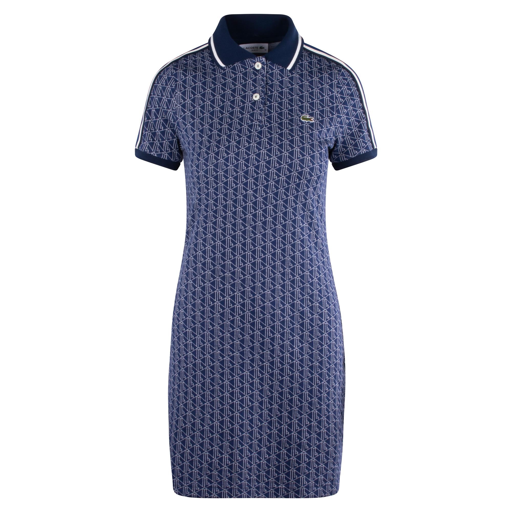 Ladies Lacoste Monogram Jacquard Dress Navy Blue/White Ladies Lacoste Monogram Jacquard Dress Navy Blue/White