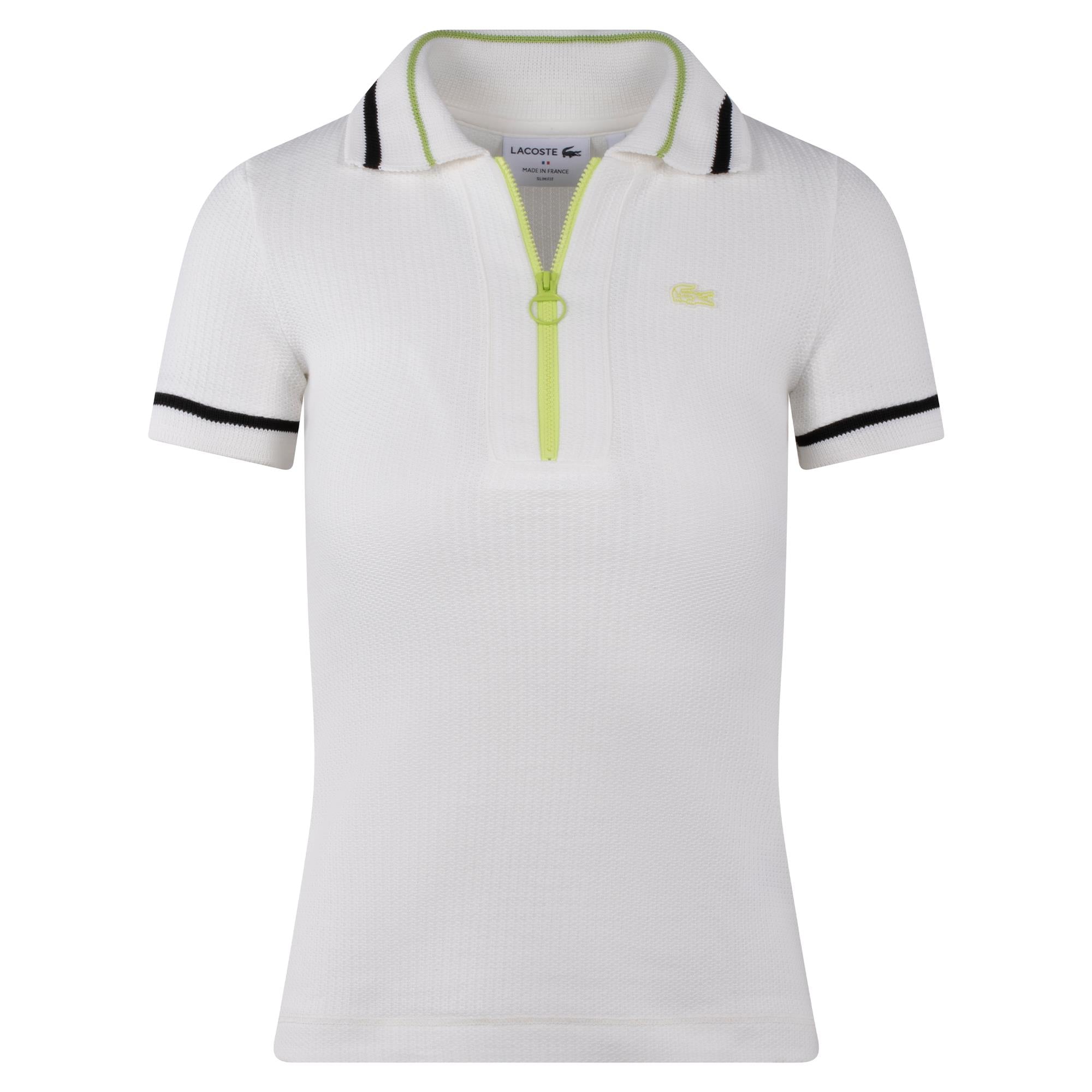 Ladies Lacoste French Made Slim fit Pique Polo Shirt White