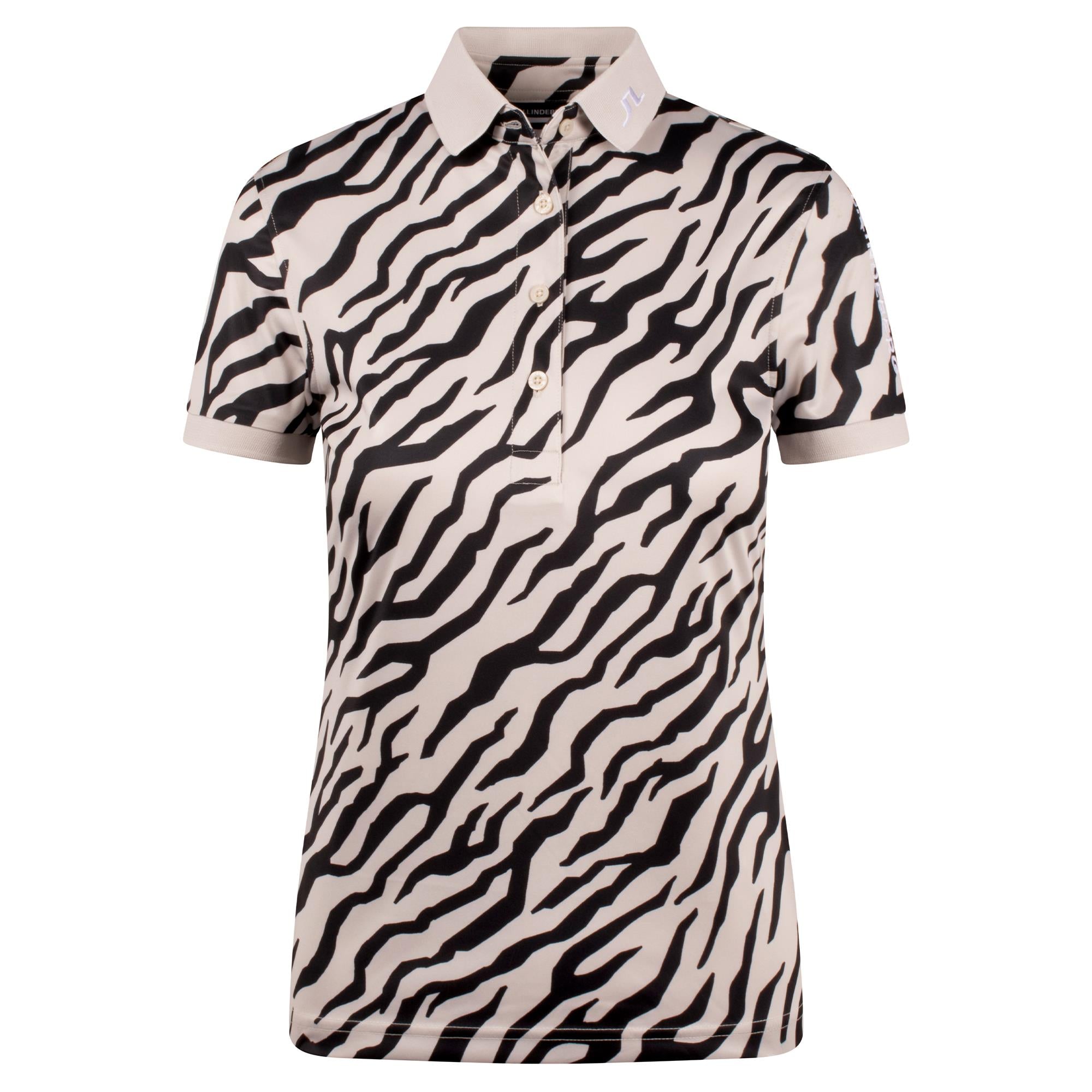 J Lindeberg Tour Tech Print Ladies Golf Polo Shirt Tour Tiger Moonbeam