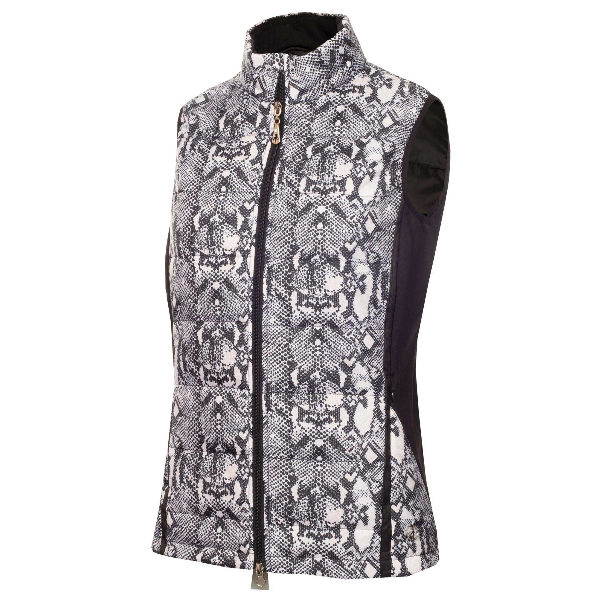 Green Lamb Giselle Print Quilted Gilet Snakeskin/Black