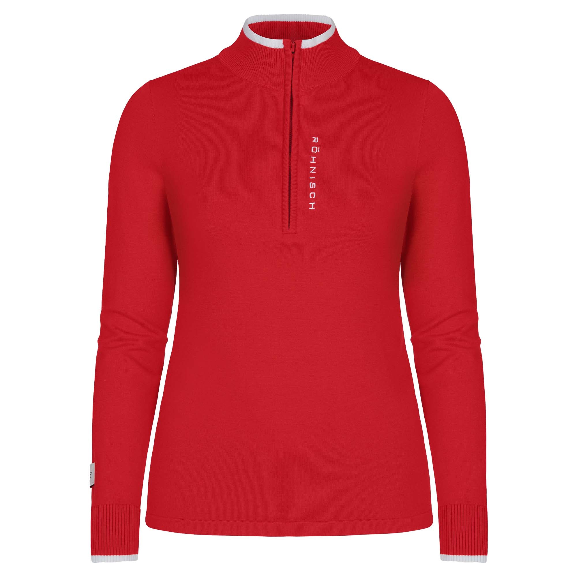 Rohnisch Knitted Half Zip Ladies Golf Sweater Flame Scarlet