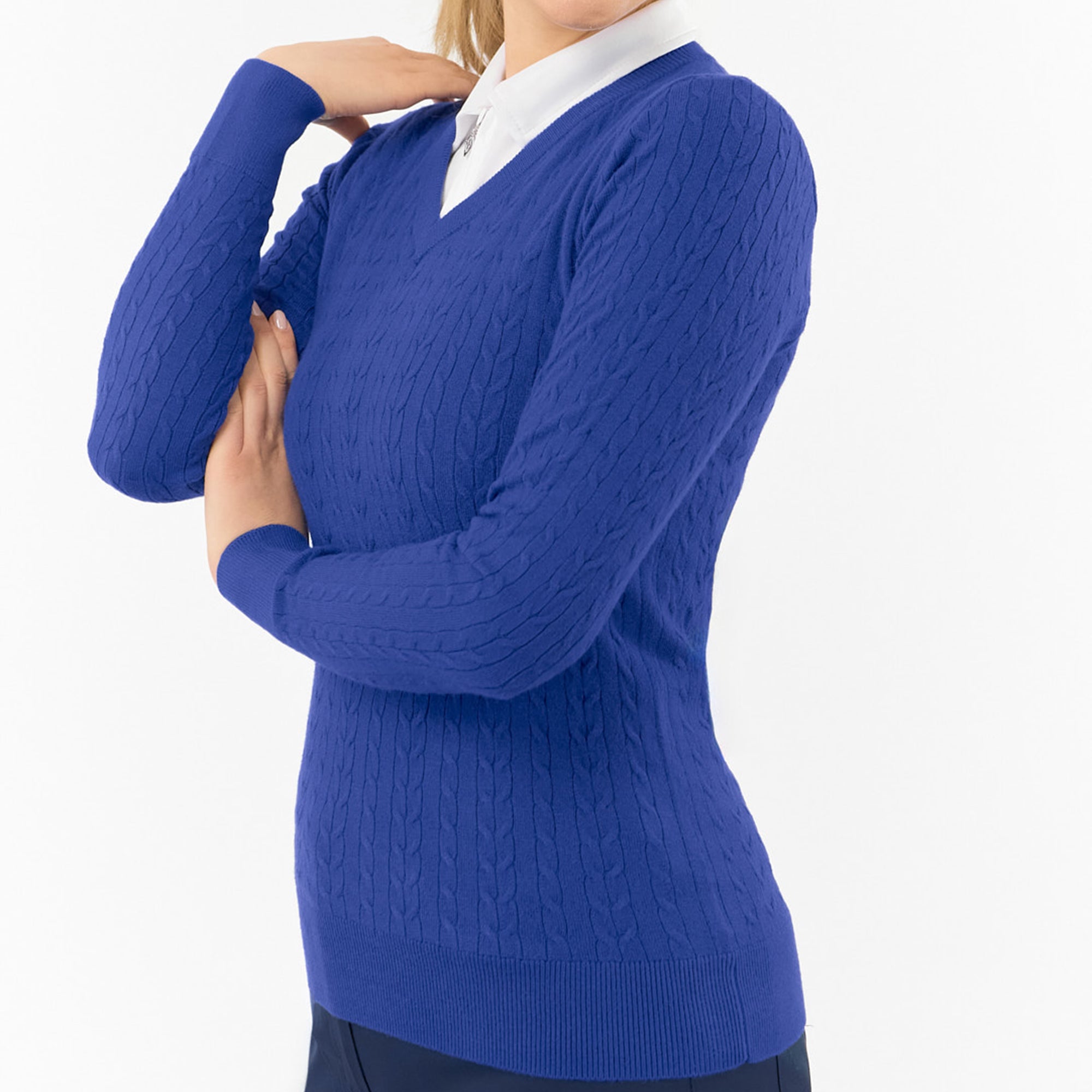 Pure Golf Suzie Summer Weight Knitted Ladies Golf Jumper Yale Navy