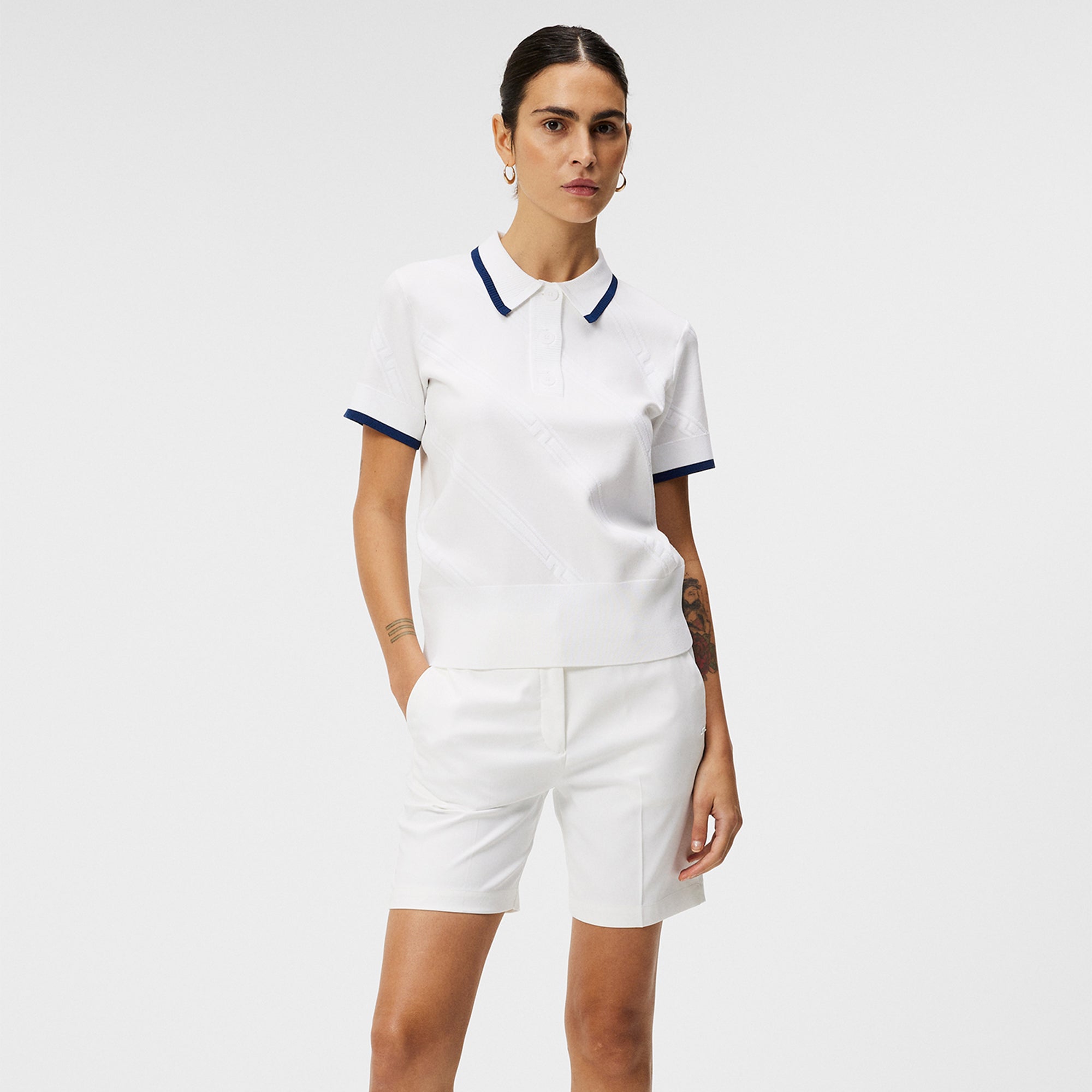 J Lindeberg Feline Knitted Ladies Polo Shirt White