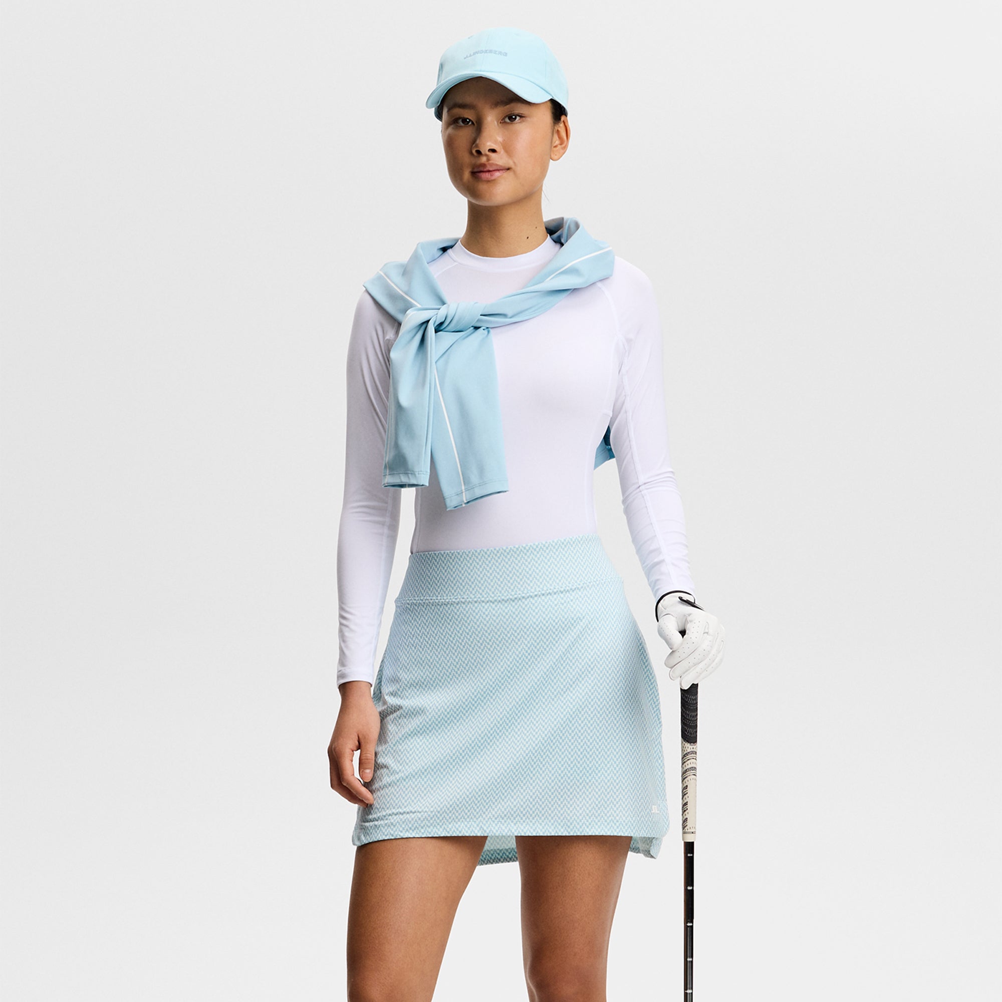 J Lindeberg Amy Print Ladies Golf Skirt Bridge Stack Skylight S