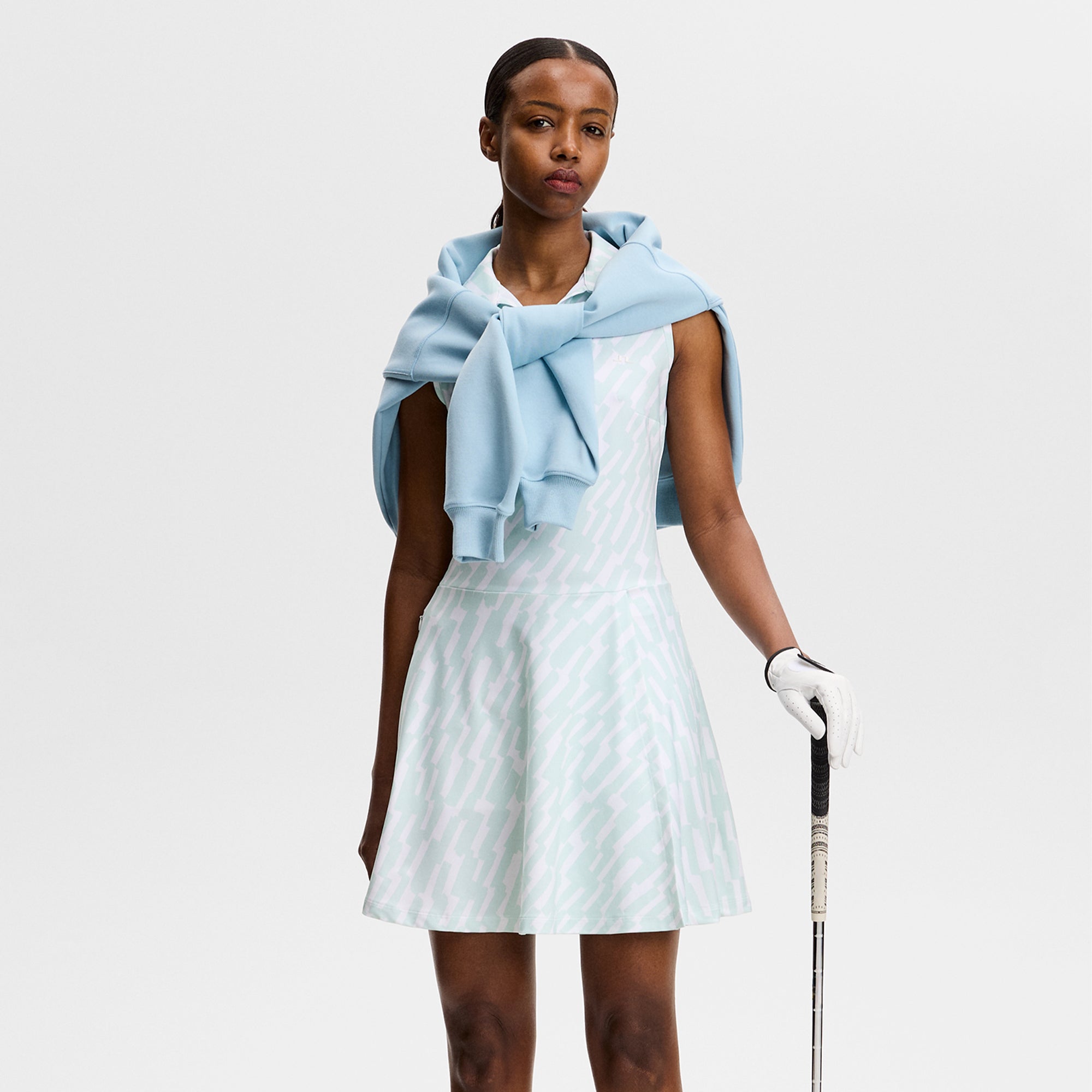 J Lindeberg Dana Printed Ladies Golf Dress Oak Skylight