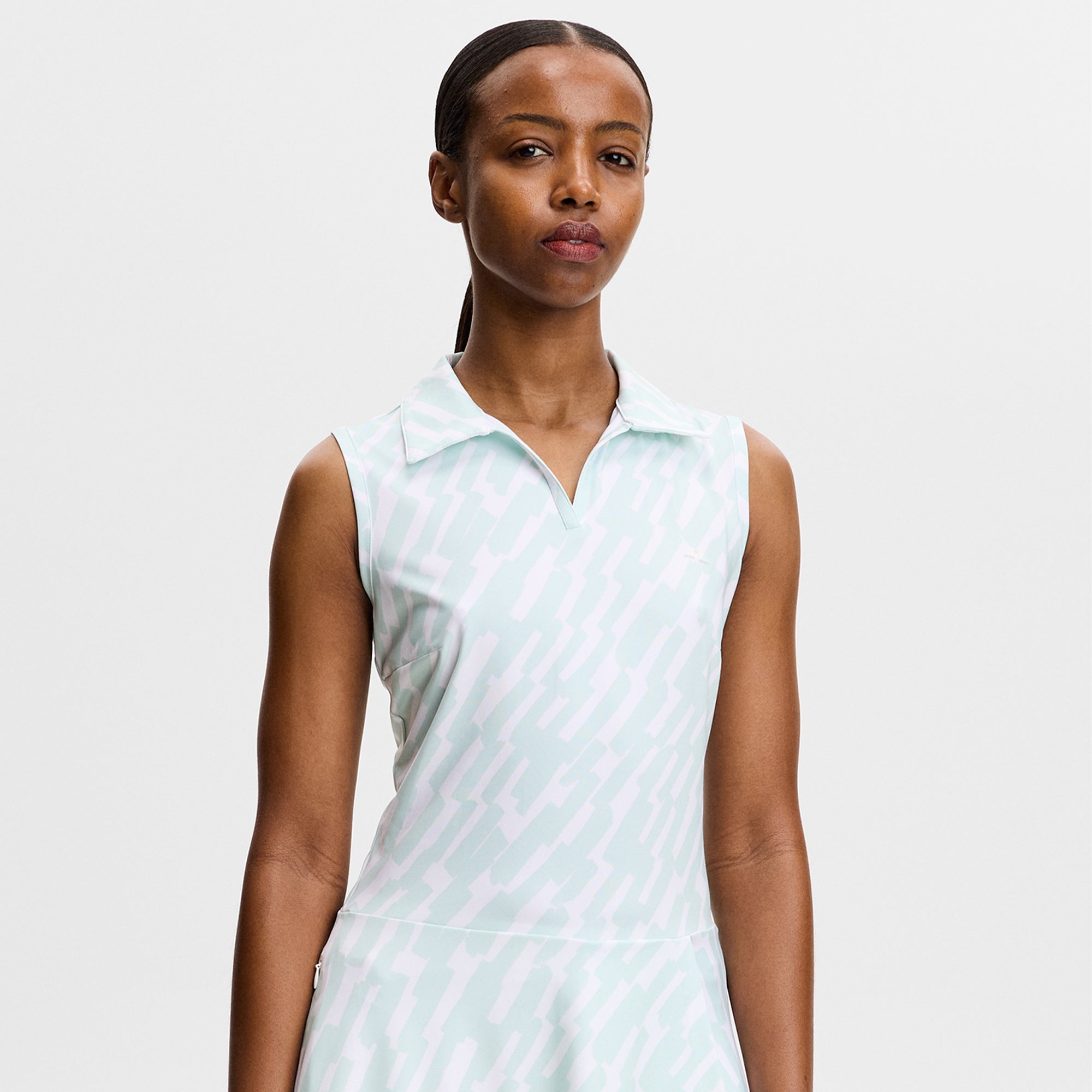 J Lindeberg Dana Printed Ladies Golf Dress Oak Skylight