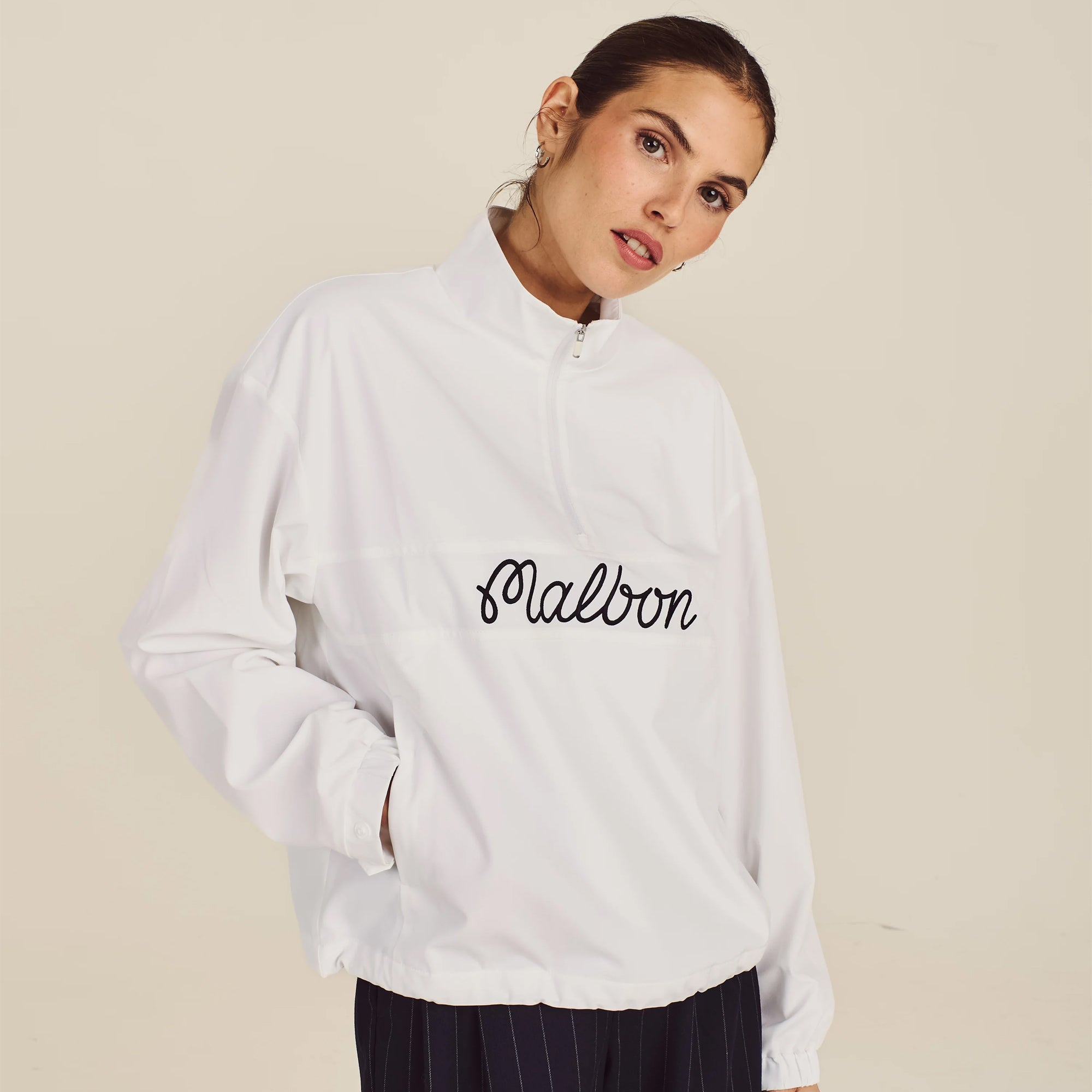 Malbon Golf Womens Icons Crosscourt Windbreaker White