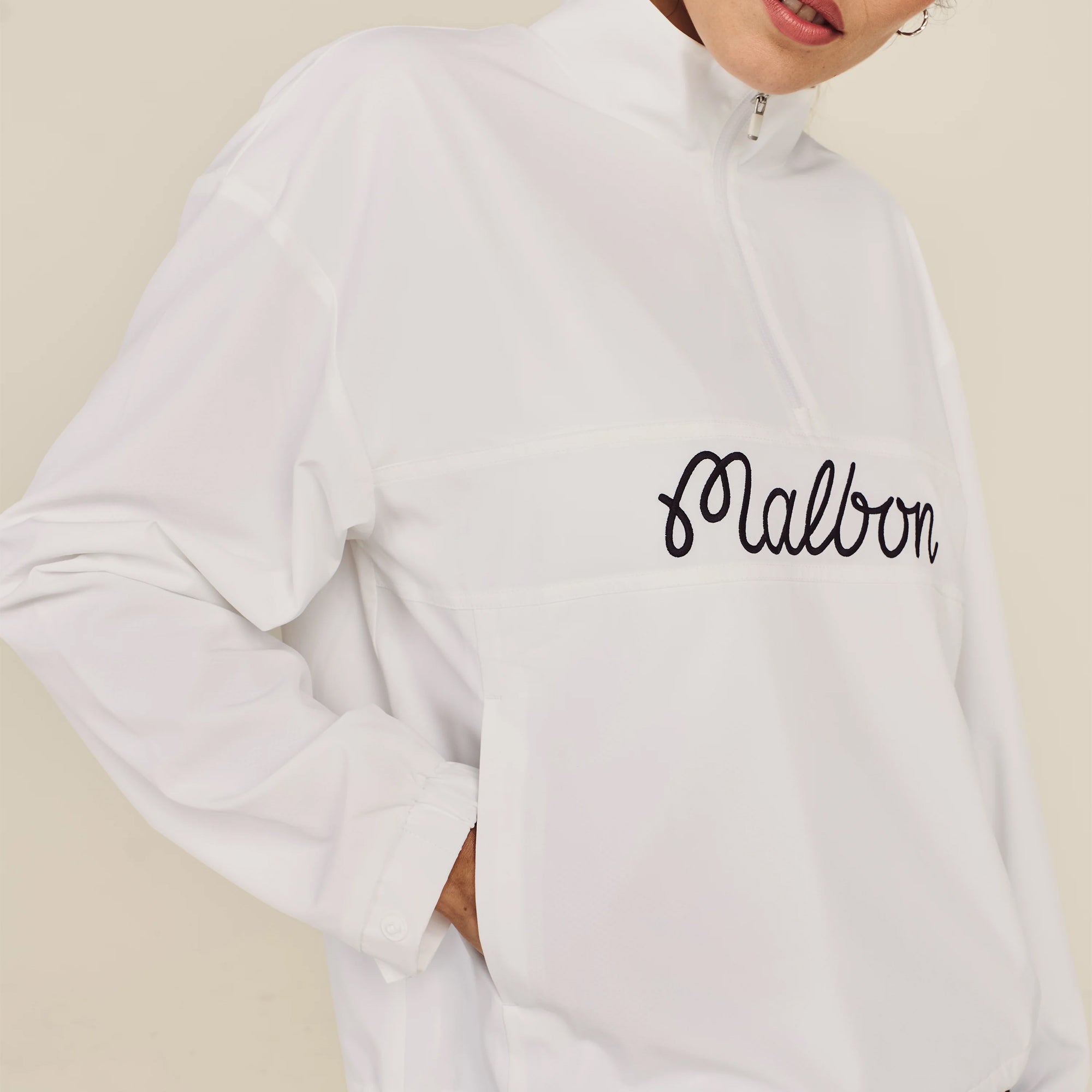 Malbon Golf Womens Icons Crosscourt Windbreaker White