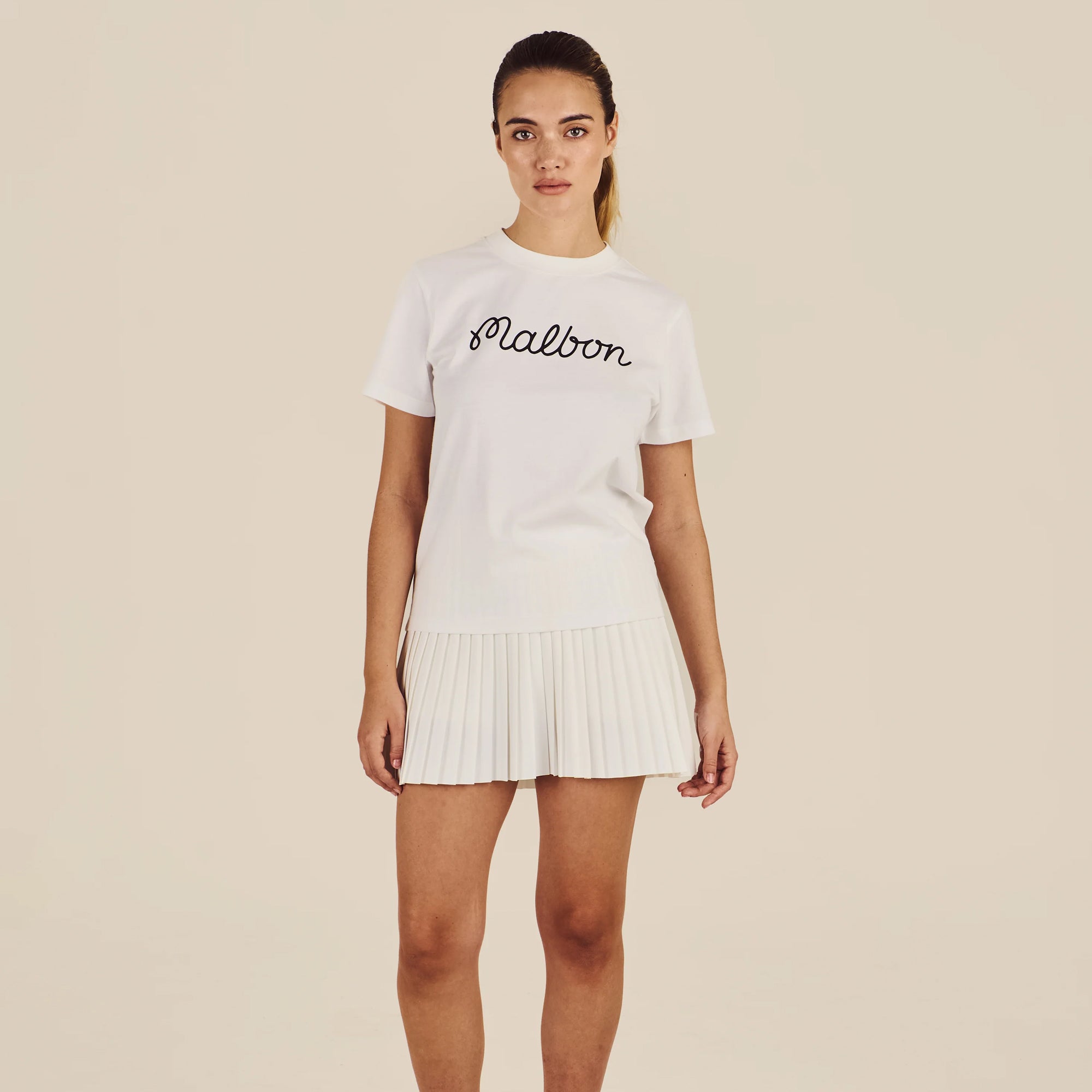 Malbon Golf Womens Icons Cosette Script Tee White