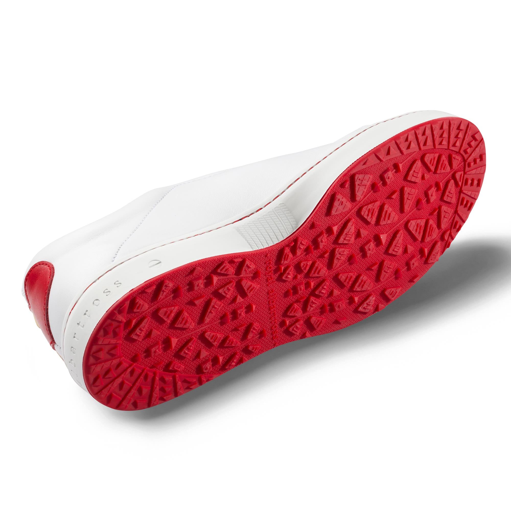 Close-up of the sole on Royal Albartross Queen of Hearts ladies golf shoes – spikeless designer golf footwear with excellent grip