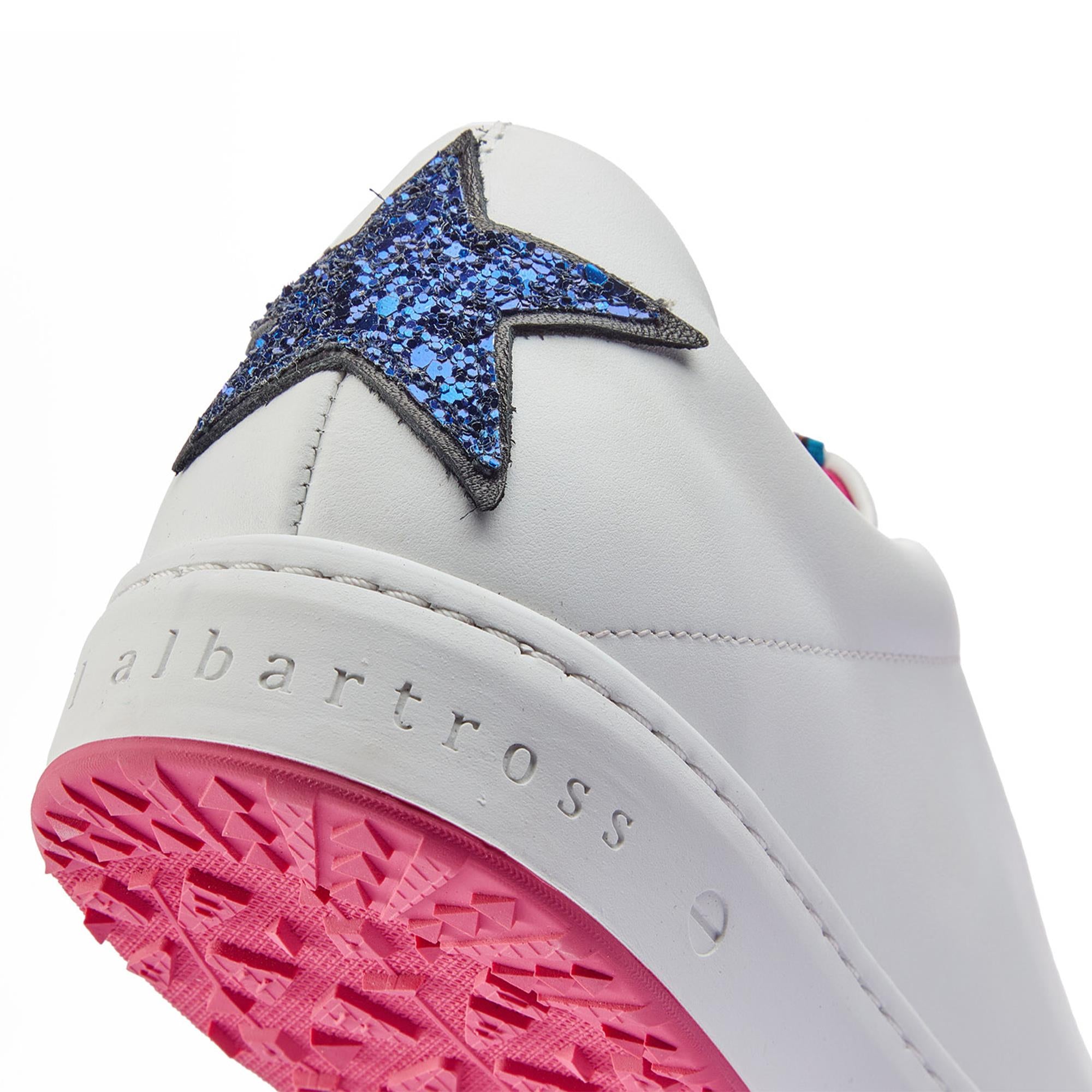 Close-up of star embellishment on Royal Albartross Queen Hollywood golf shoes – handcrafted golf shoes for women with unique design