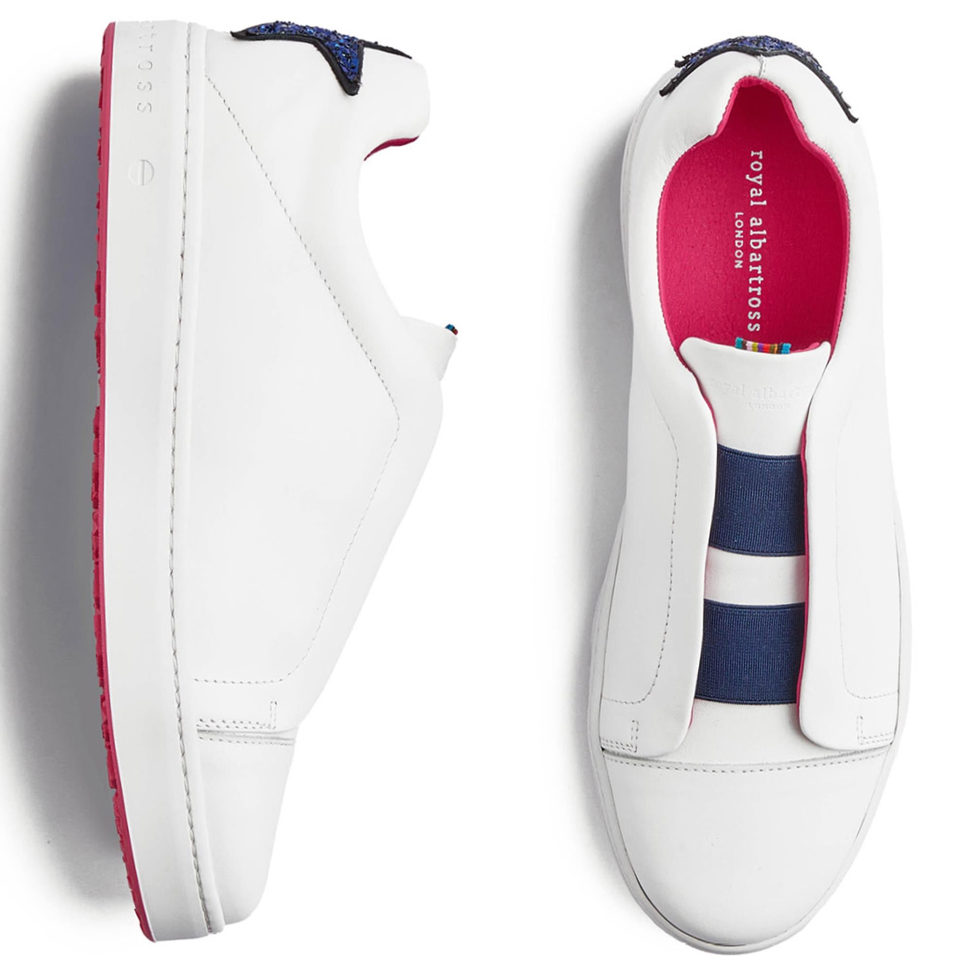 Bird’s eye view of white Royal Albartross Queen Hollywood ladies golf shoes – premium womens golf footwear with elegant styling