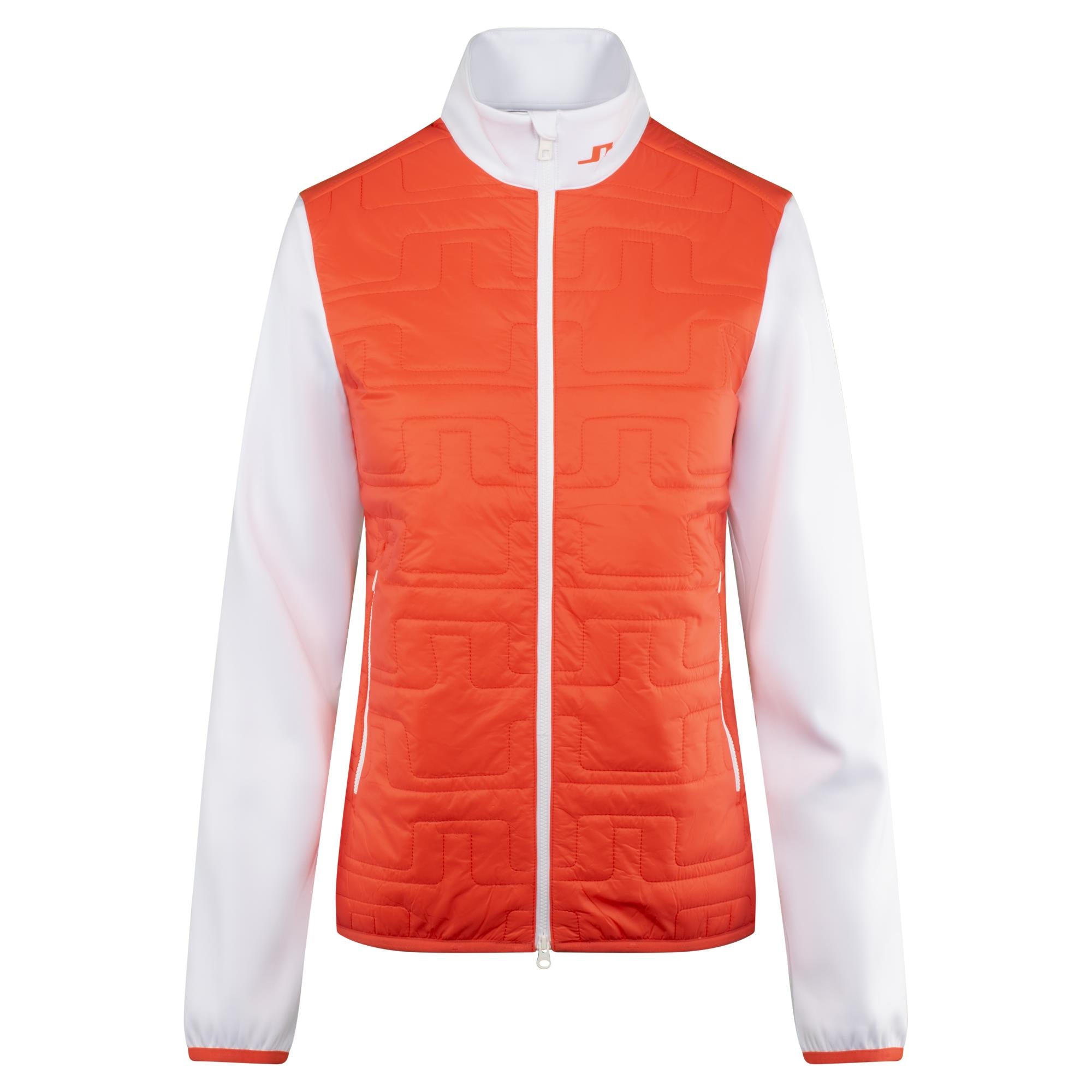 J Lindeberg ladies golf jacket in orange and white 