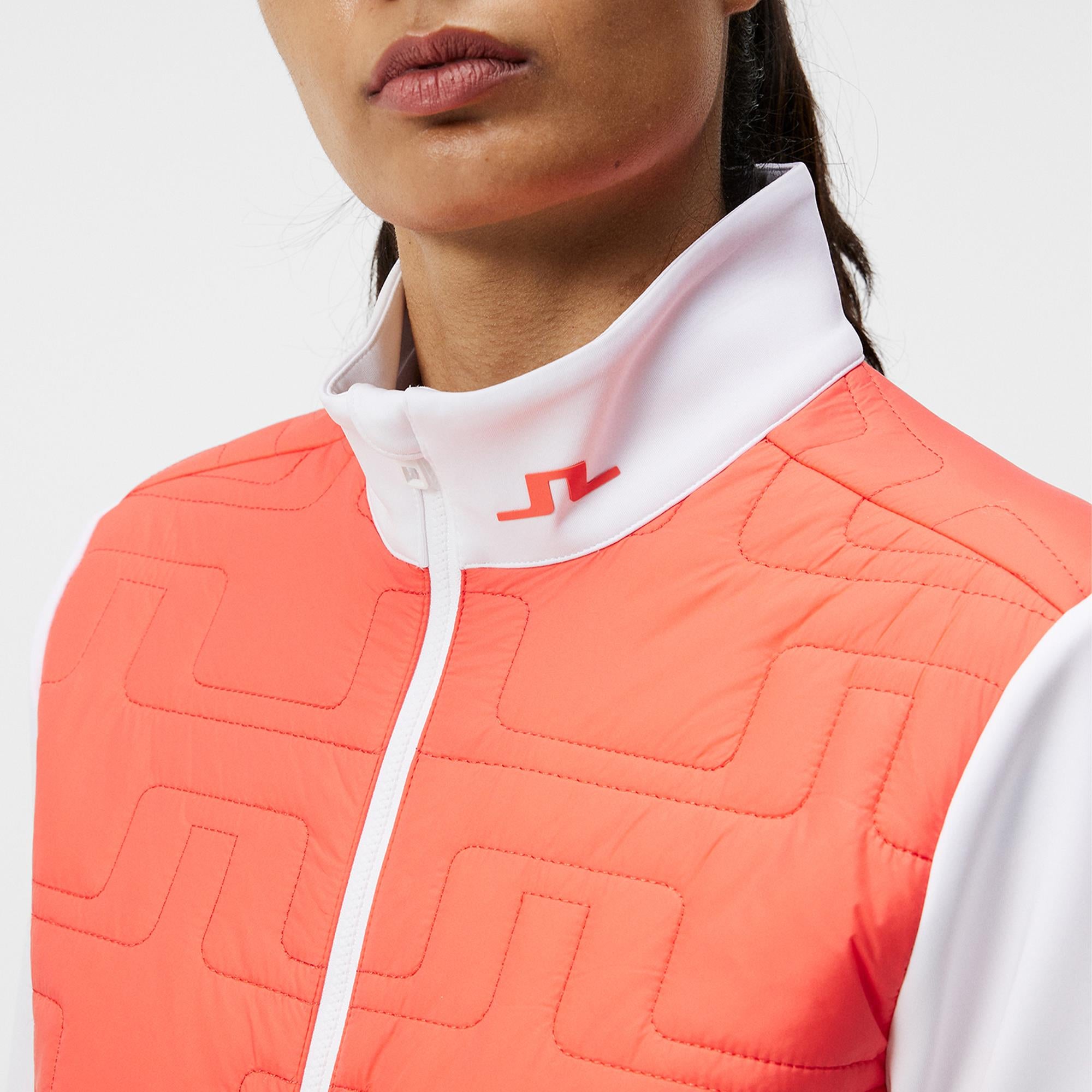 J Lindeberg Stefania Hybrid Ladies Golf Jacket Hot Coral