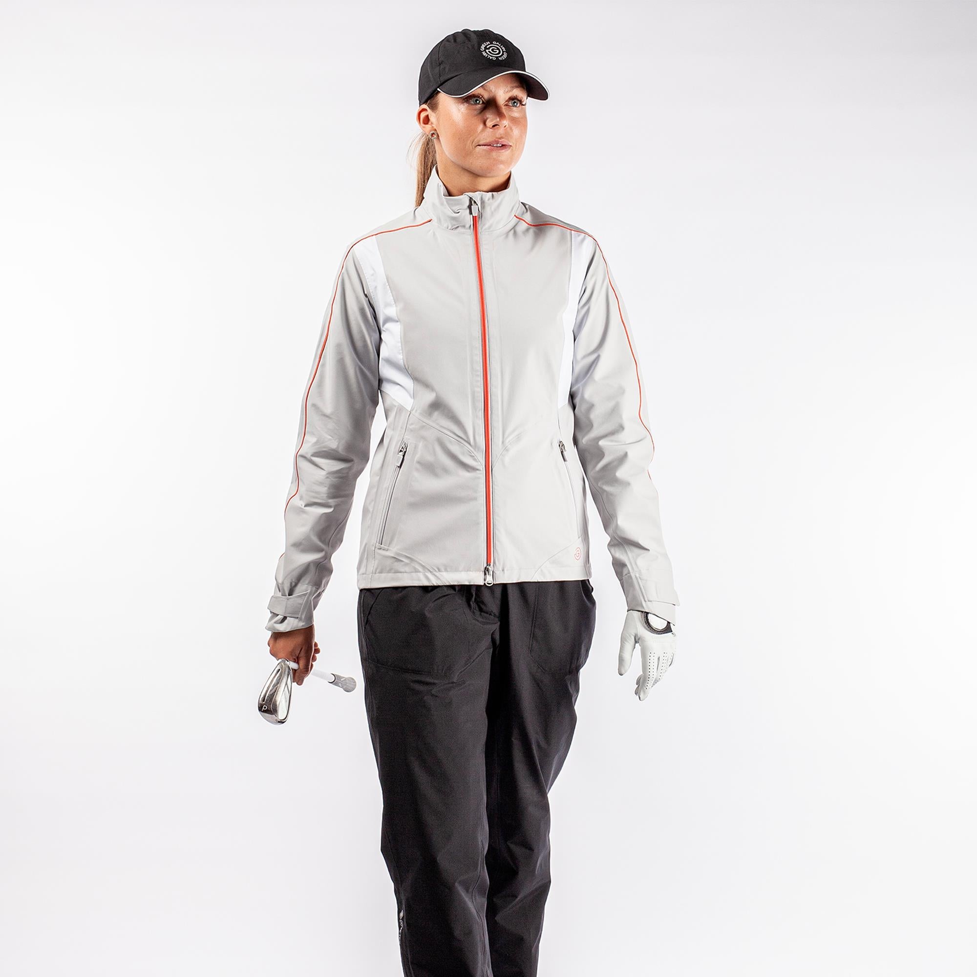 Galvin Green Ally Paclite Gore-Tex Ladies Waterproof Golf Jacket Cool Grey/White/Coral