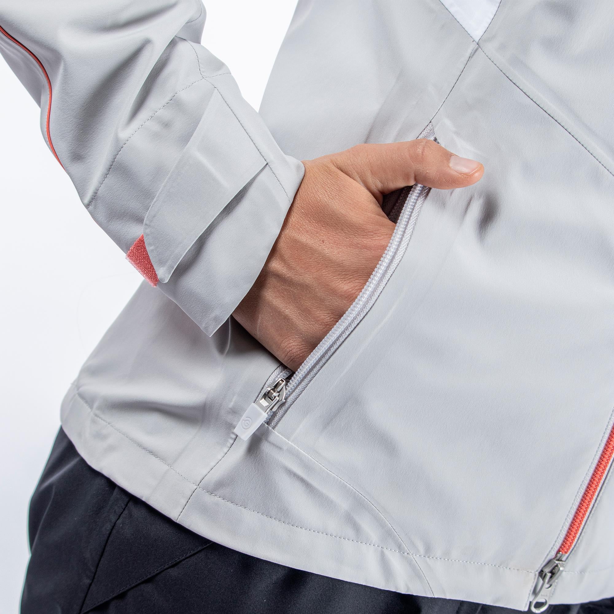 Galvin Green Ally Paclite Gore-Tex Ladies Waterproof Golf Jacket Cool Grey/White/Coral