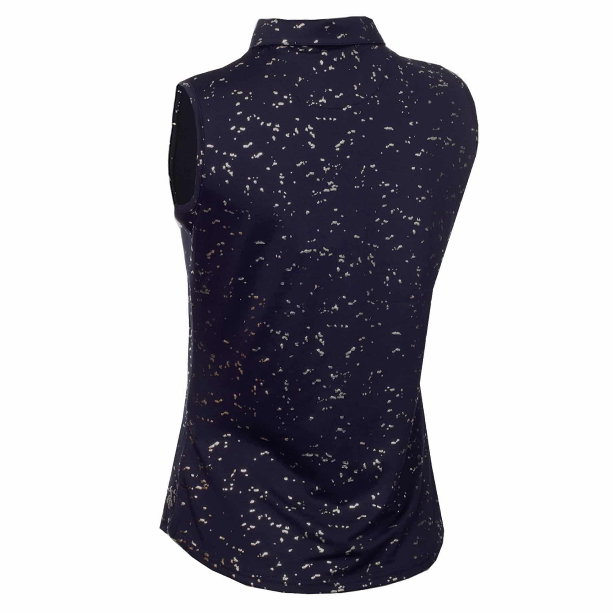 Green Lamb Katrianna Sleeveless Silver Foil Polo Shirt Navy