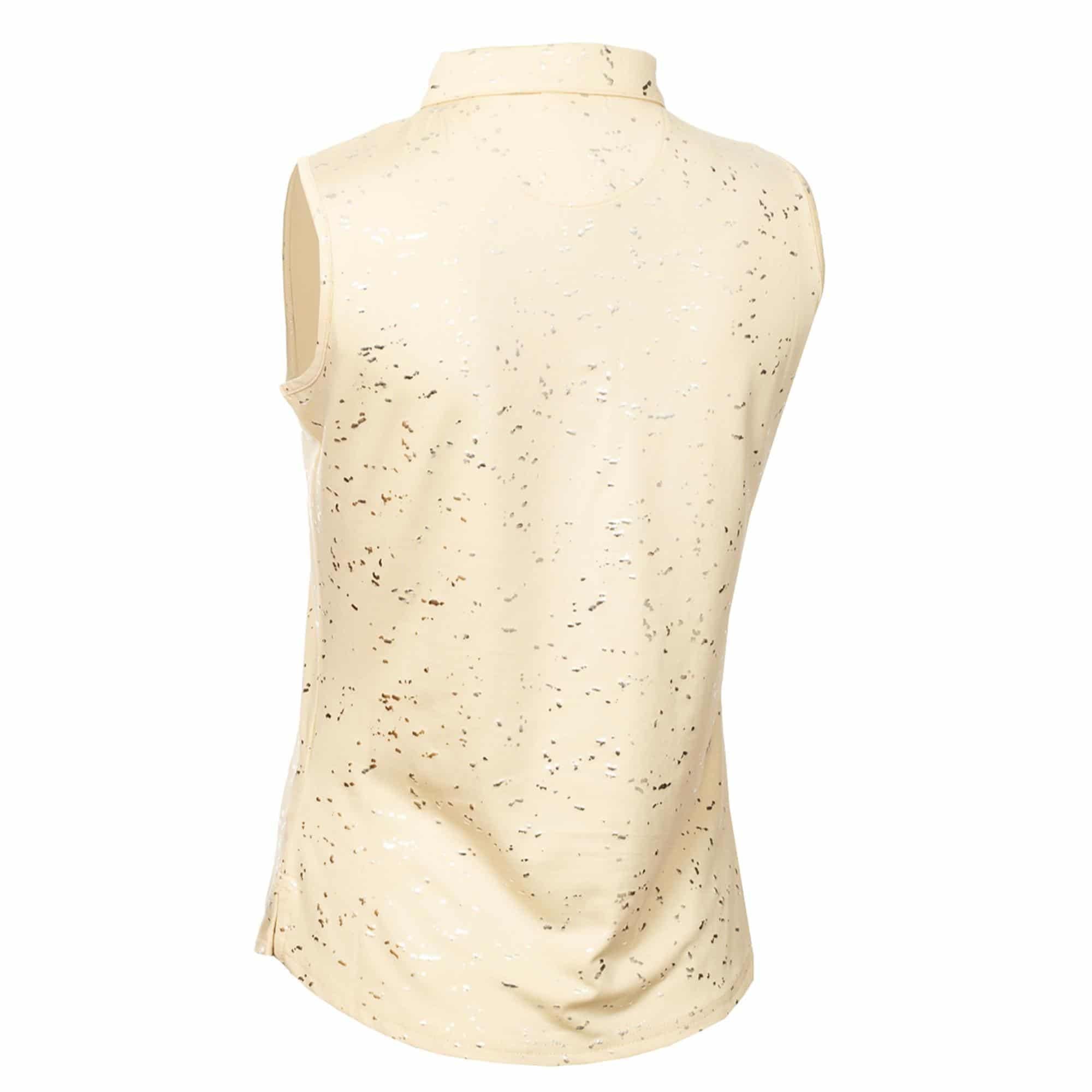 Green Lamb Katrianna Sleeveless Silver Foil Polo Shirt Stone