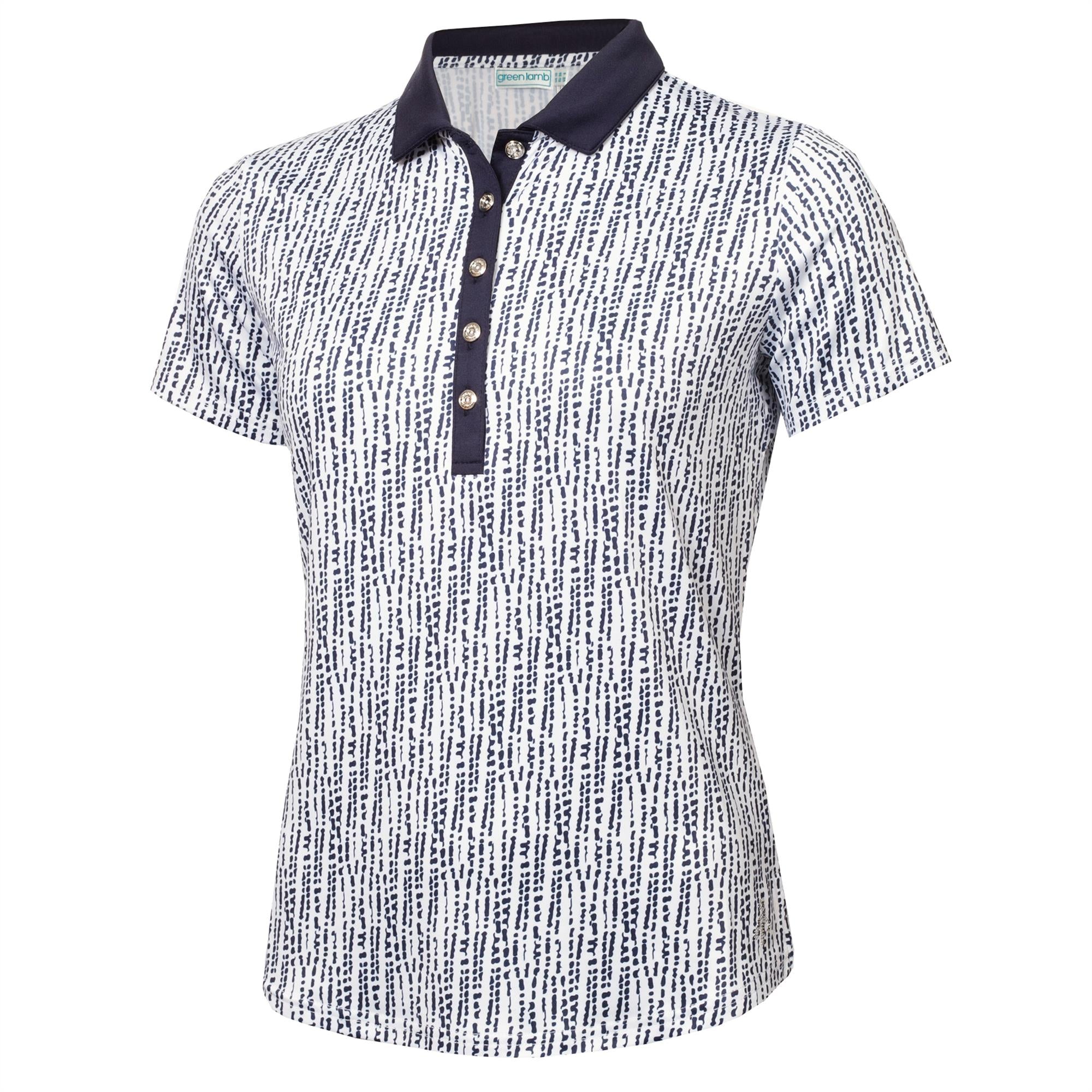 Green Lamb Melanie Printed Ladies Golf Polo Shirt Waterfall Print