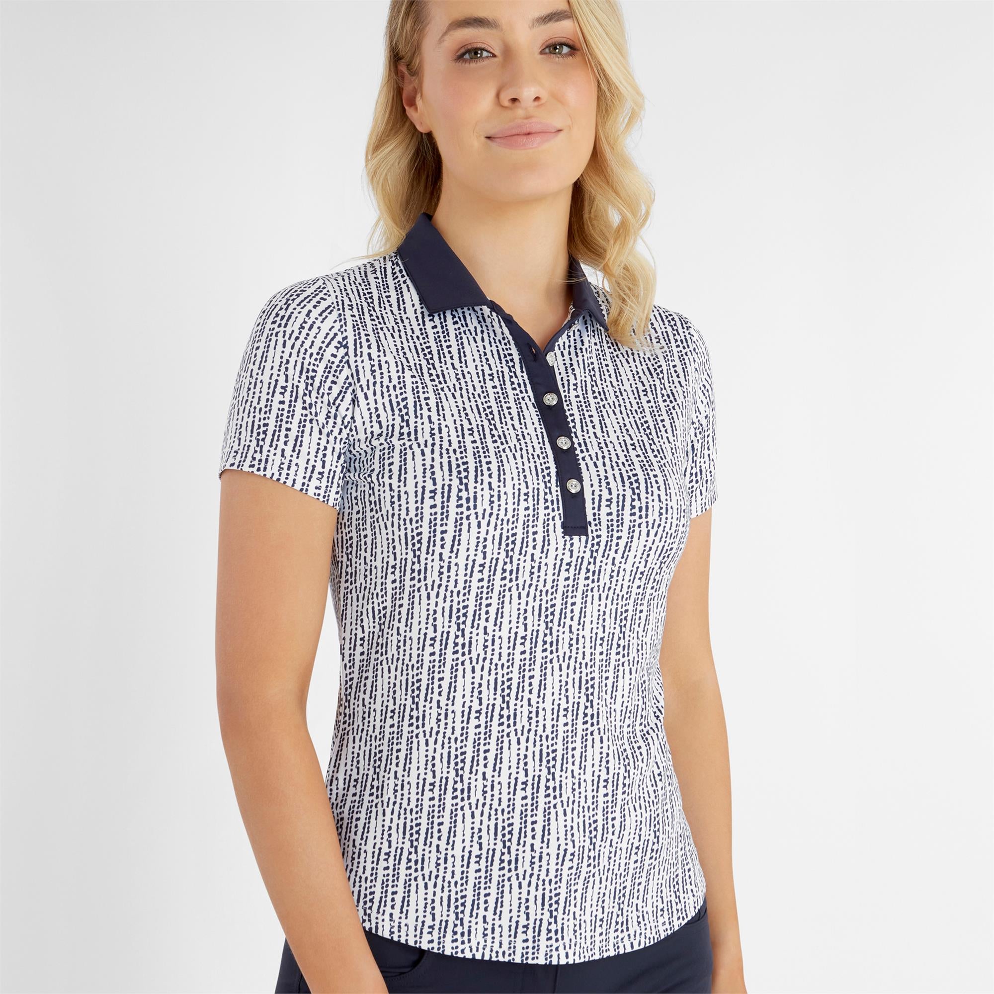 Green Lamb Melanie Printed Ladies Golf Polo Shirt Waterfall Print