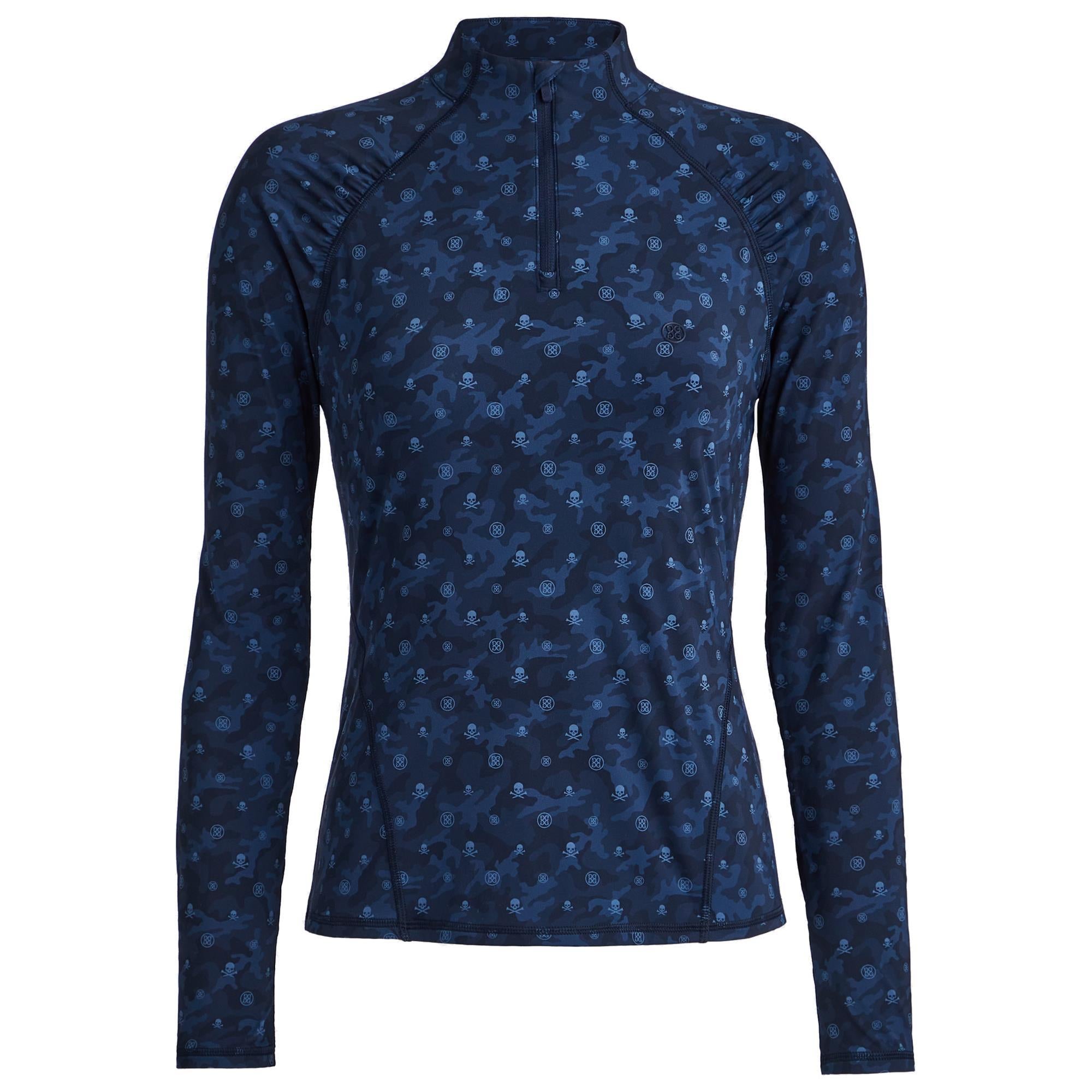 G/FORE Icon Camo Ruched Quarter Zip Ladies Golf Mid Layer Twilight