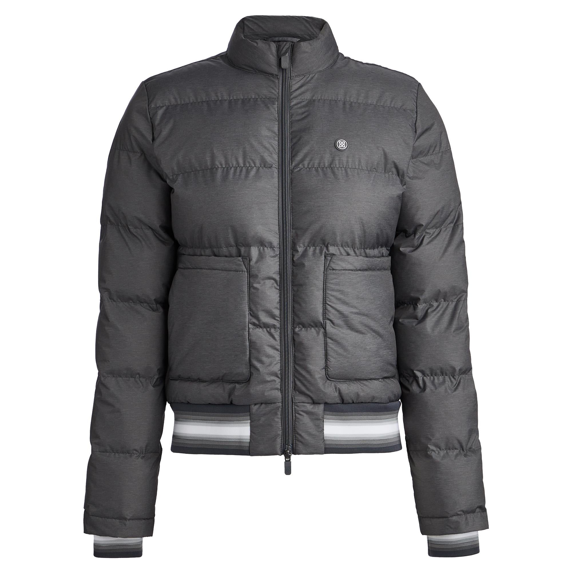Ladies G/FORE Coated Nylon Melange Puffer Jacket Charcoal Heather Grey