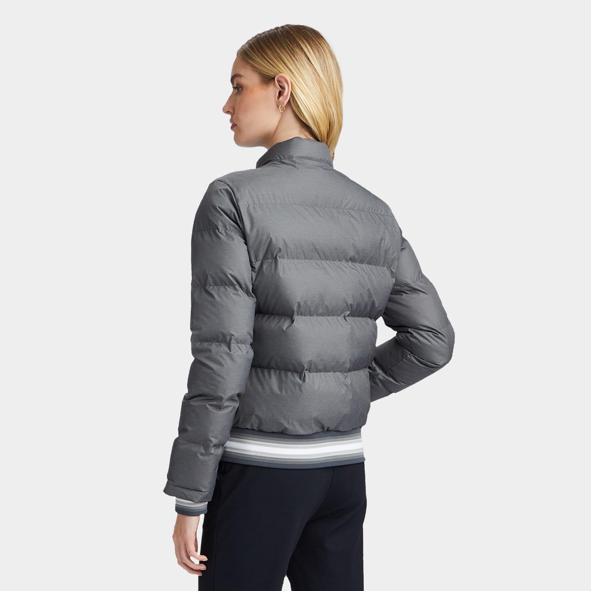 Ladies G/FORE Coated Nylon Melange Puffer Jacket Charcoal Heather Grey
