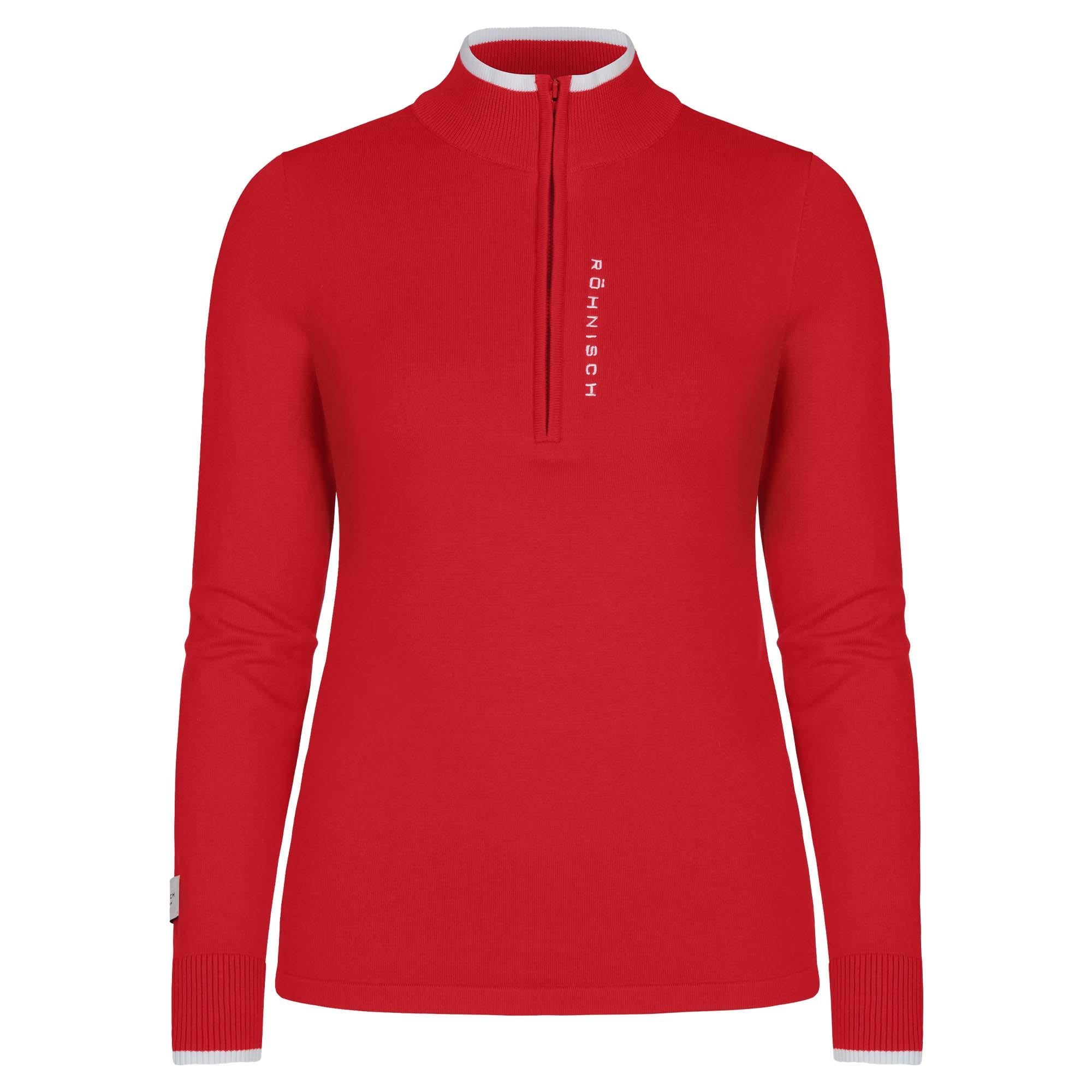 Rohnisch Knitted Half Zip Ladies Golf Sweater Flame Scarlet