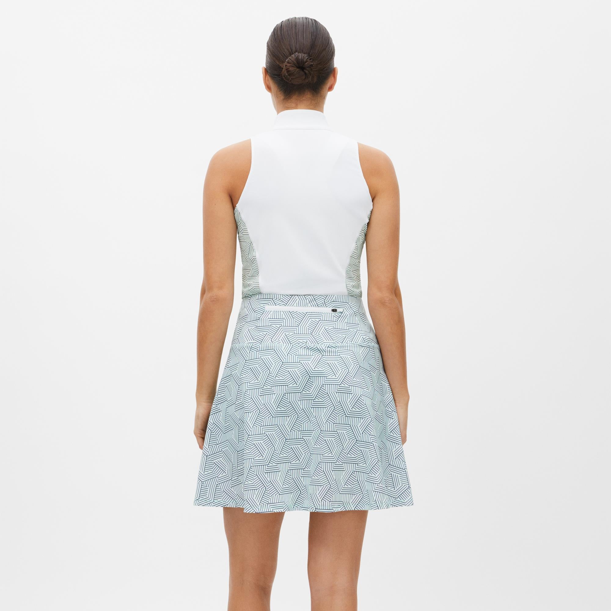 Rohnisch Bonnie Printed Ladies Sleeveless Golf Polo Shirt Hexagon Mint