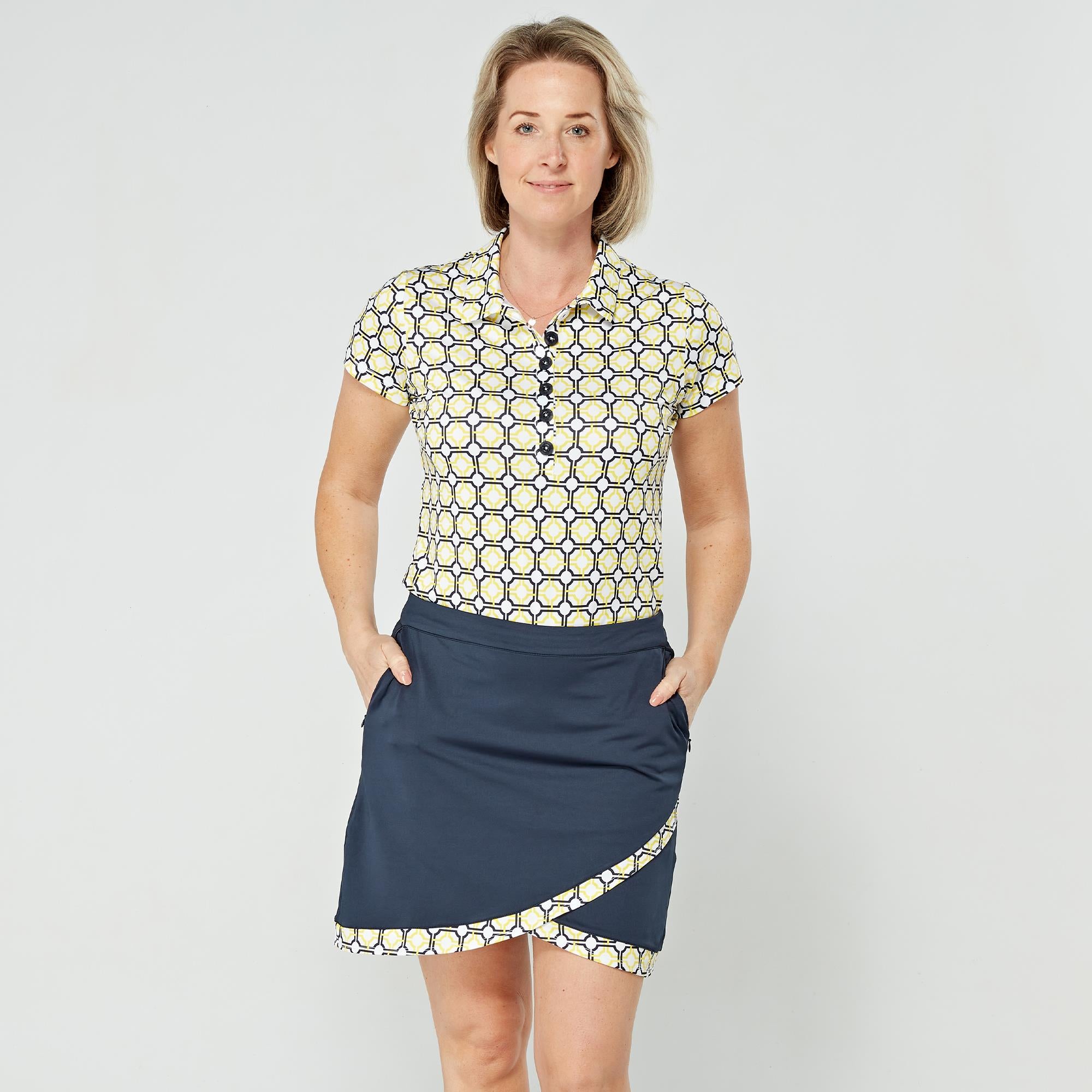 Swing Out Sister Autograph Ladies Golf Polo Shirt Sunshine/Navy