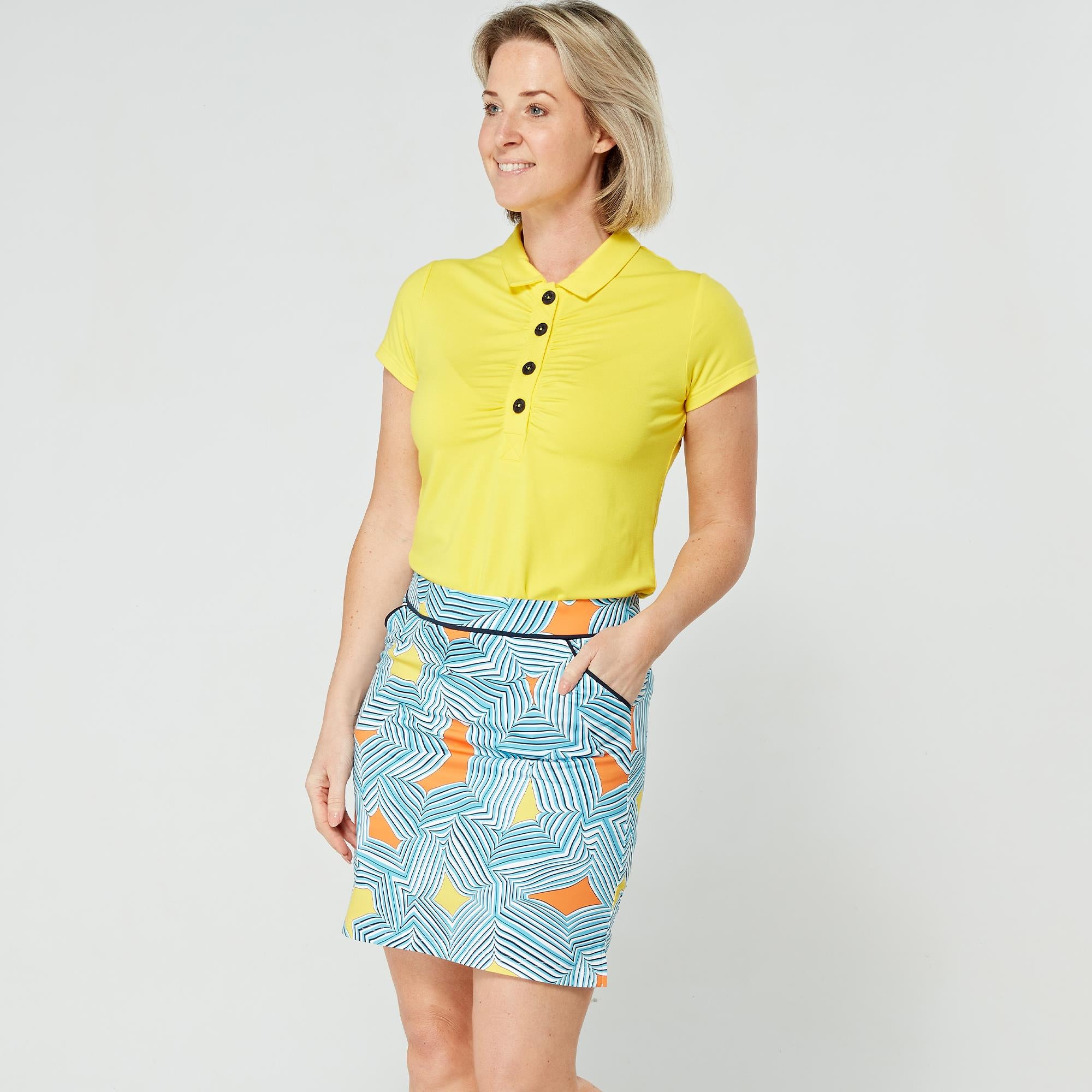 Swing Out Sister Lara Print Ladies Golf Skort White