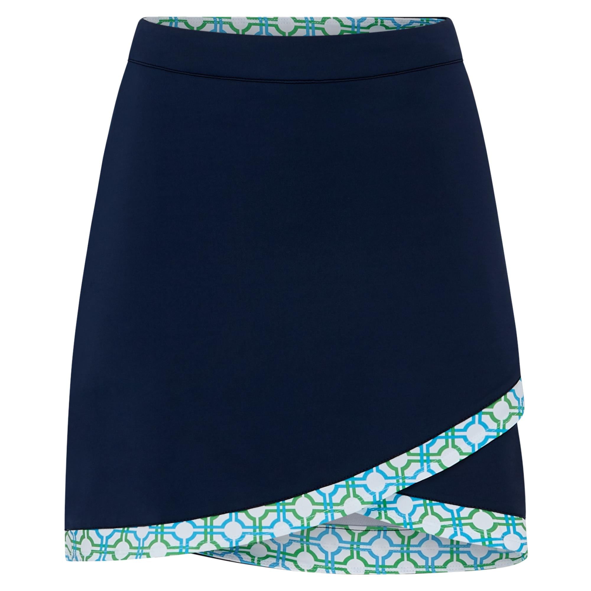 Swing Out Sister Milly Pattern Calloped Ladies Golf Skort Dazzling Blue/Emerald