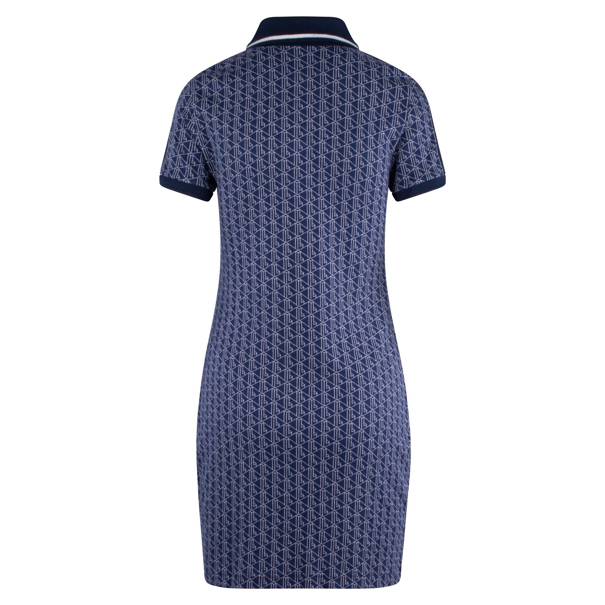 Ladies Lacoste Monogram Jacquard Dress Navy Blue/White