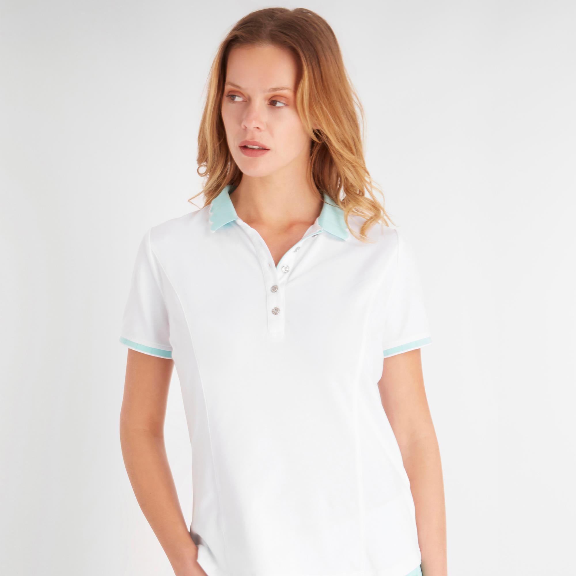 Green Lamb Nadeen Club Ladies Golf Polo White/Aqua