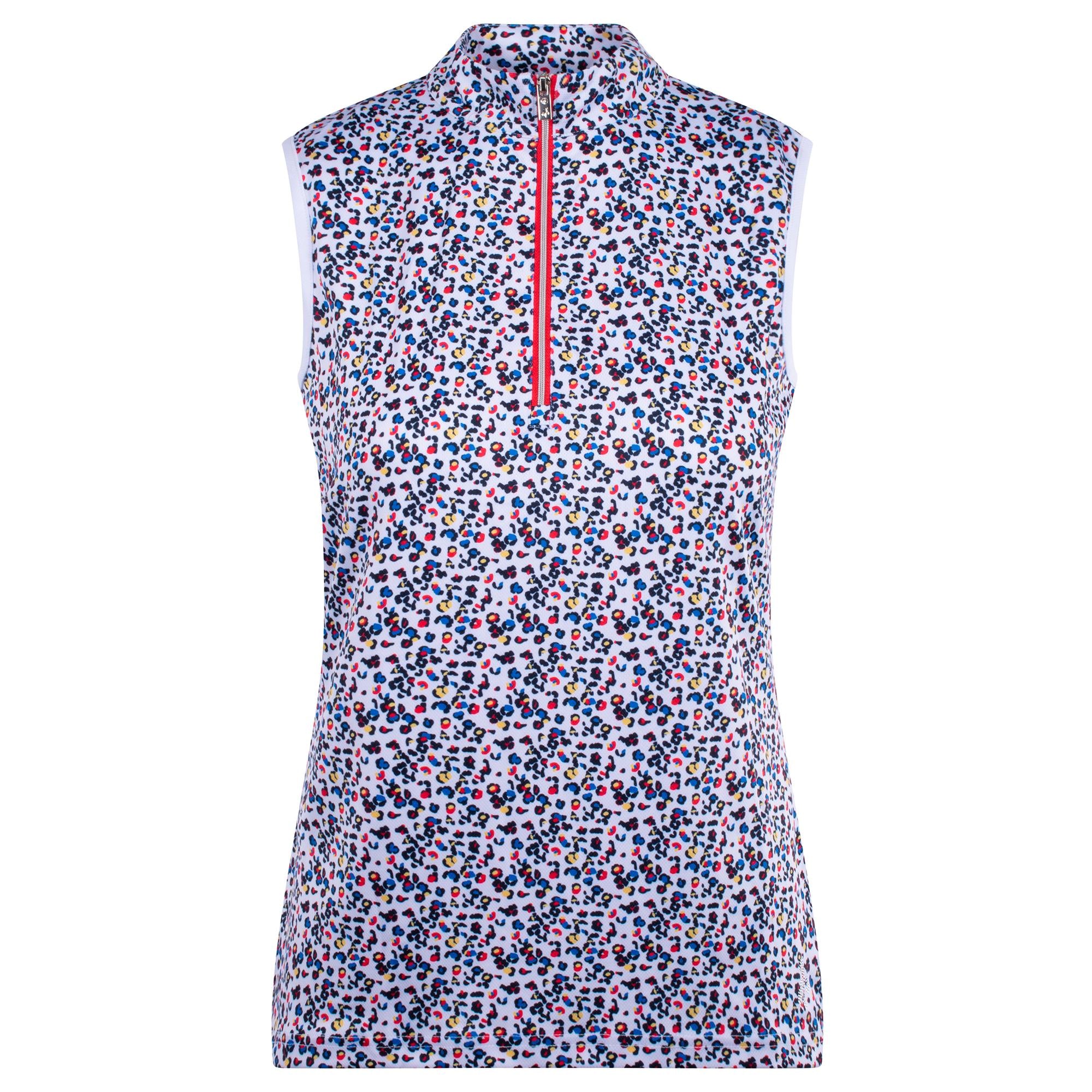 Green Lamb Natasha Half Zip Printed Ladies Sleeveless Golf Polo Shirt