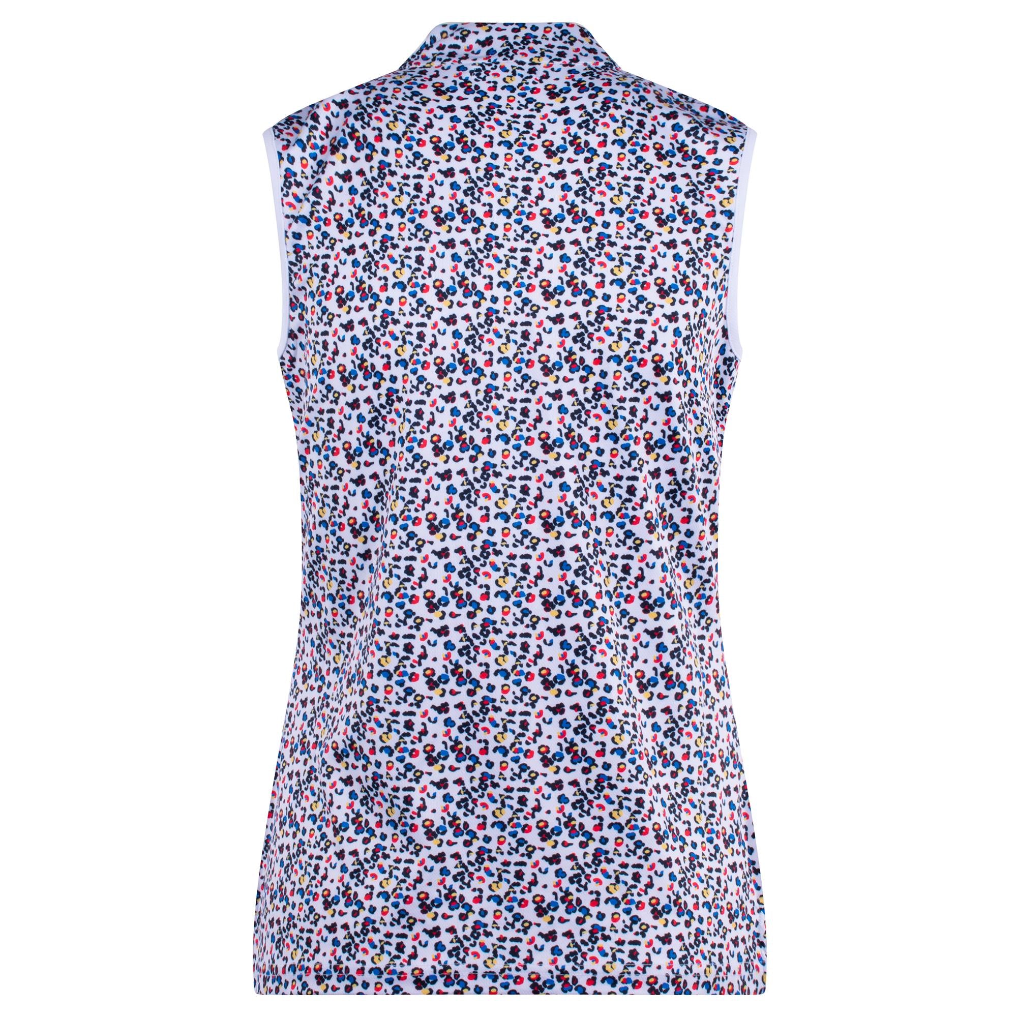 Green Lab Golf Color Green Lamb Natasha Half Zip Printed Ladies Sleeveless Golf Polo Shirt