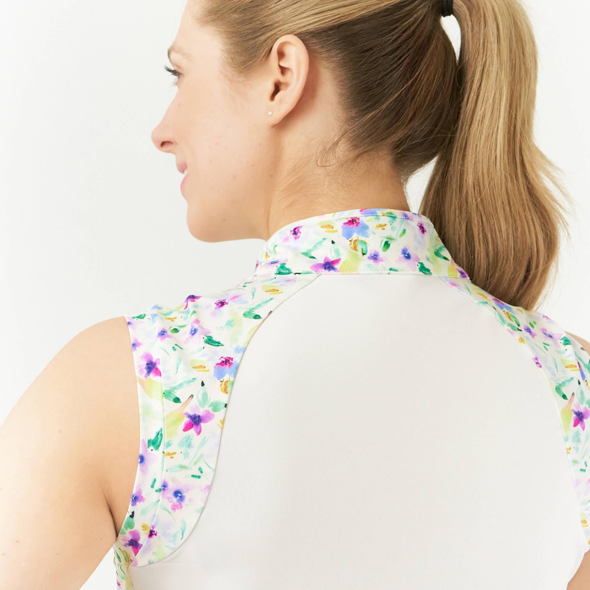 Pure Golf Freda Sleeveless Ladies Golf Polo Shirt Ethereal Bouquet