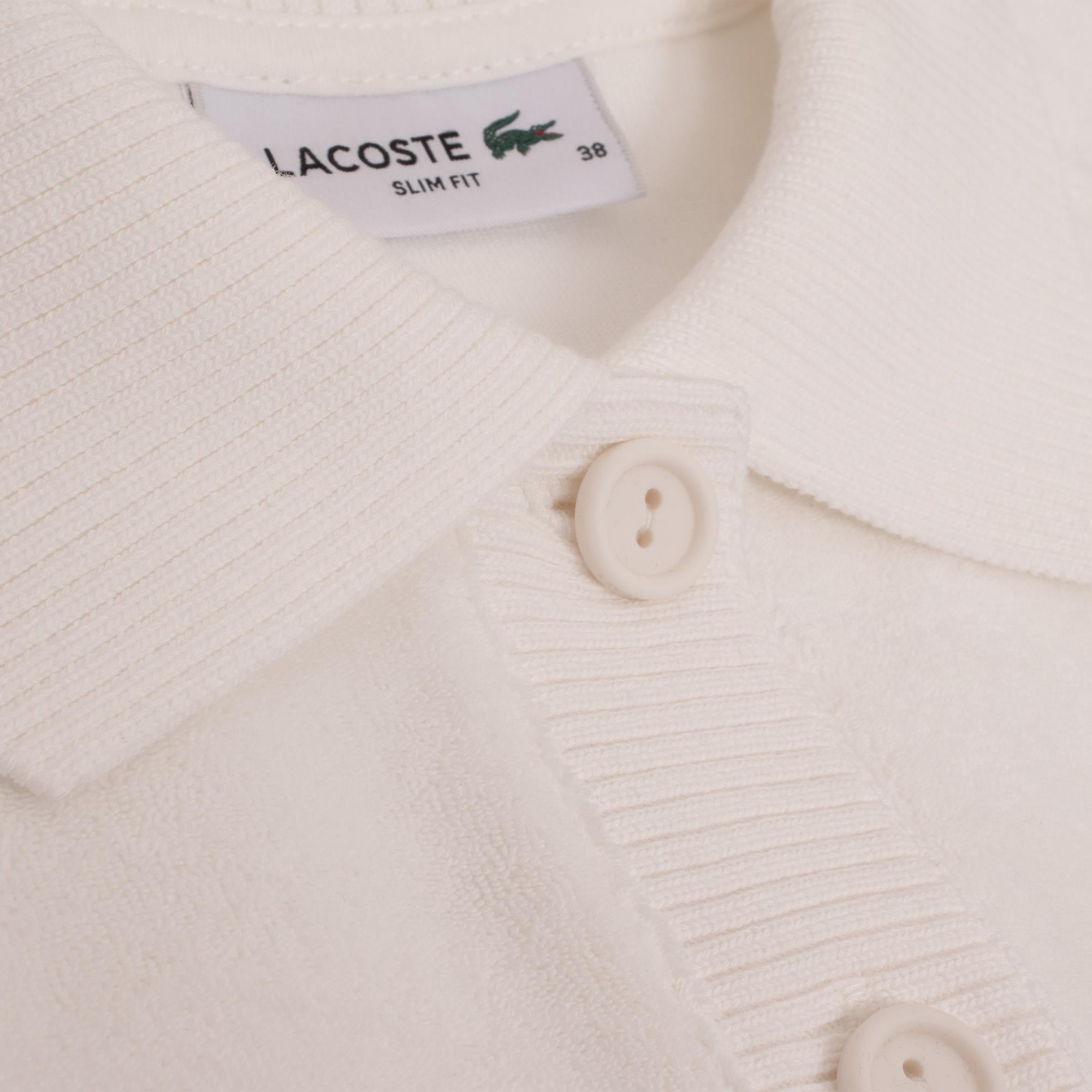 Ladies Lacoste Slim Fit Terry Towelling Polo Shirt White