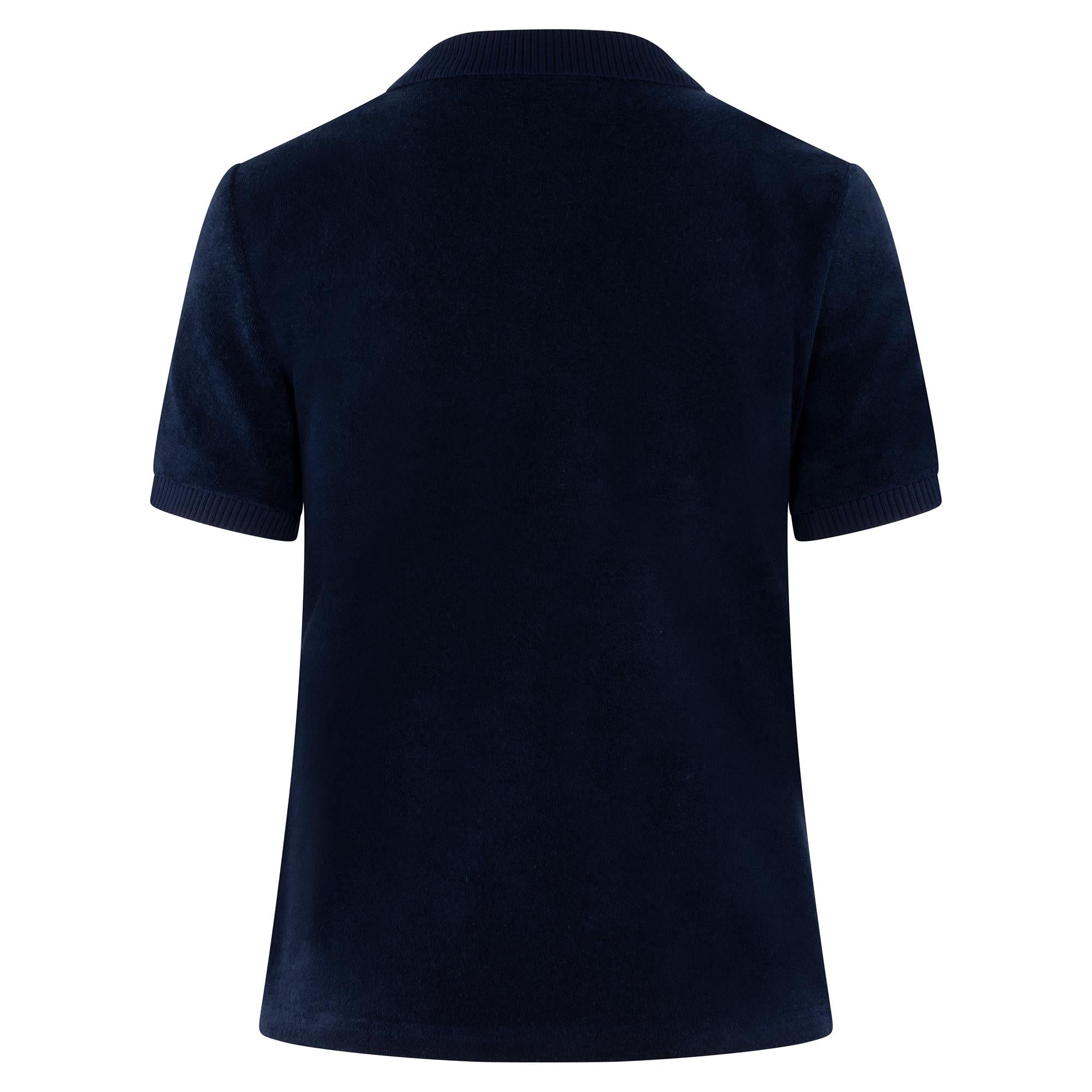 Ladies Lacoste Slim Fit Terry Towelling Polo Shirt Navy