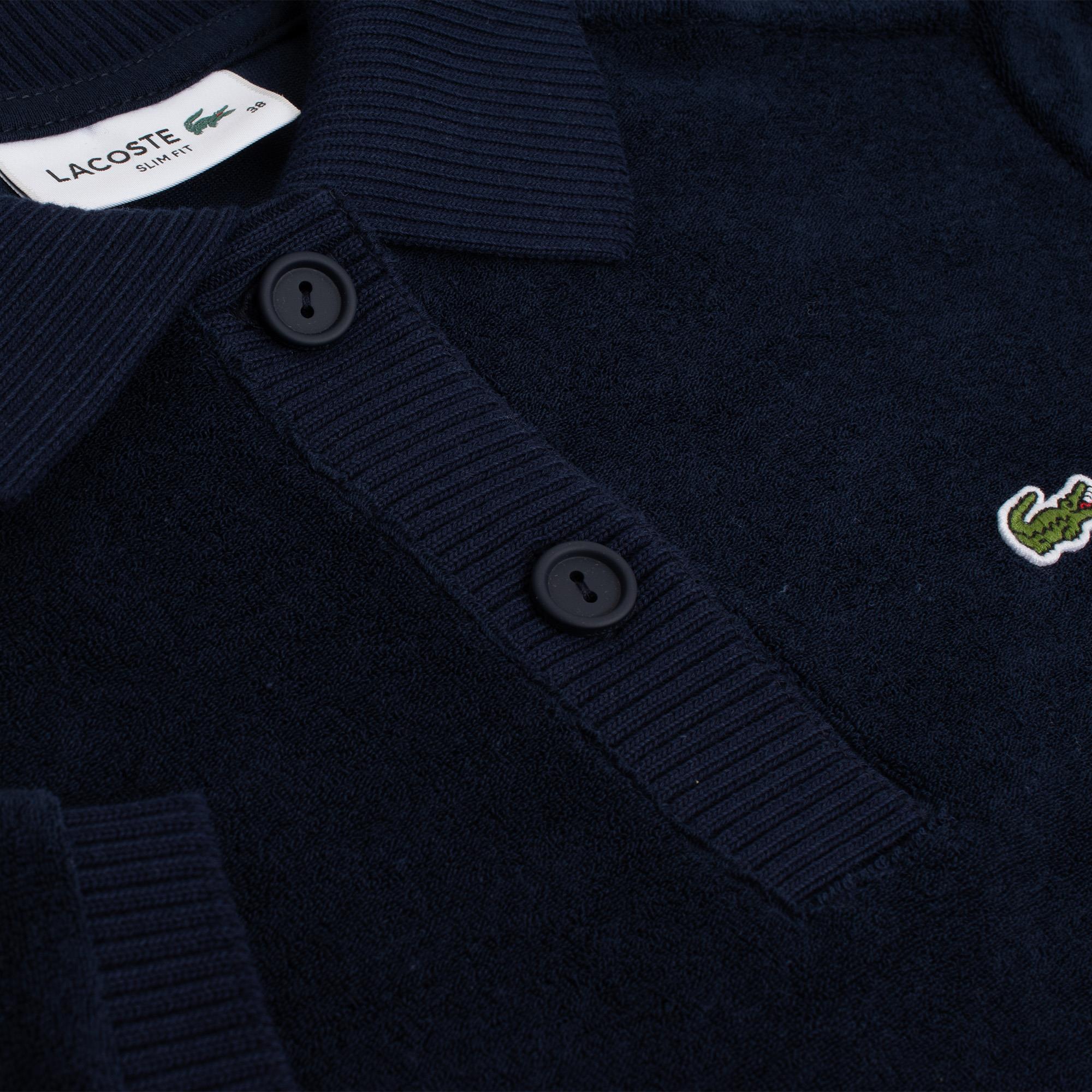 Ladies Lacoste Slim Fit Terry Towelling Polo Shirt Navy