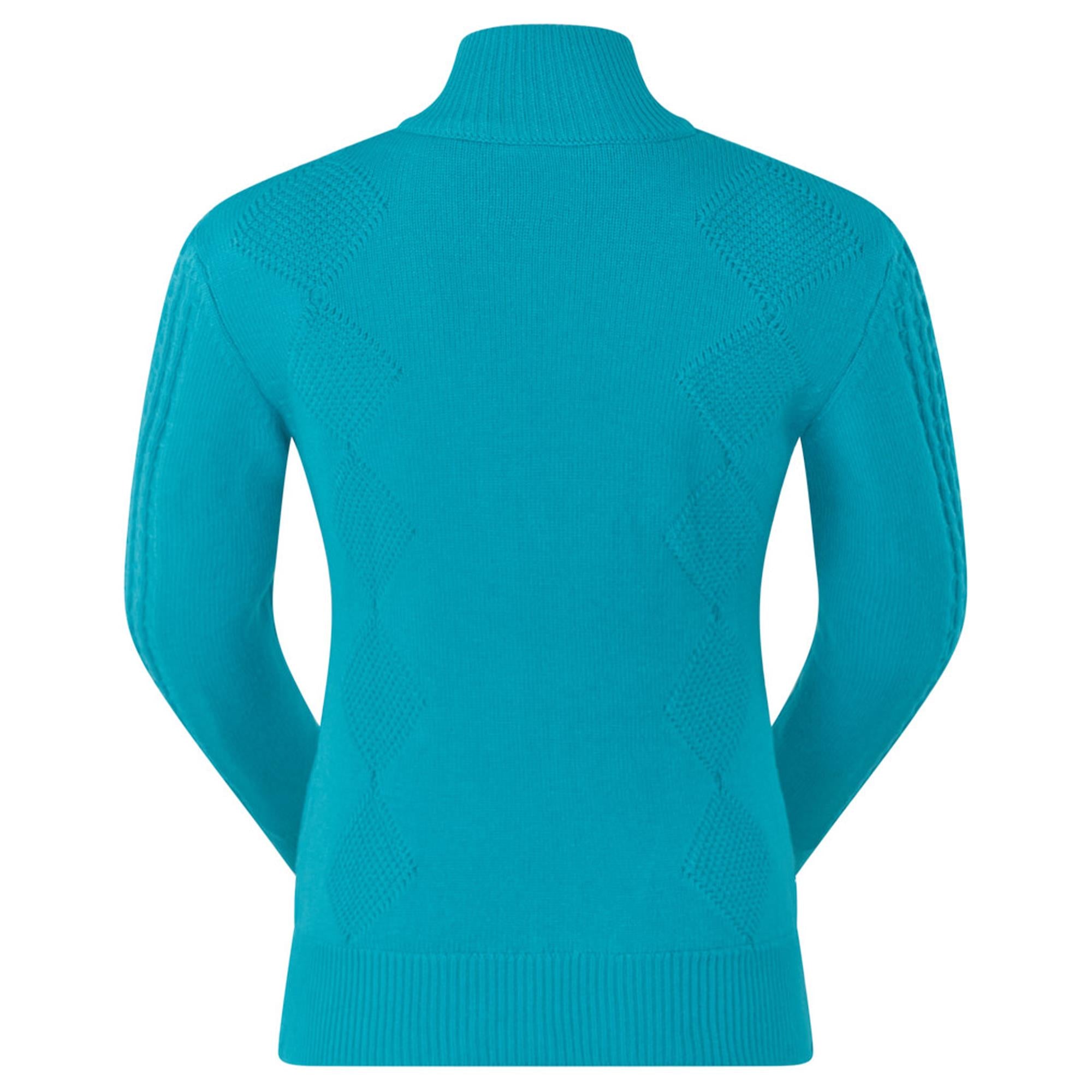 Pure Golf Sorrell Cable Knit Lined Ladies Golf Jumper Tourmaline Blue