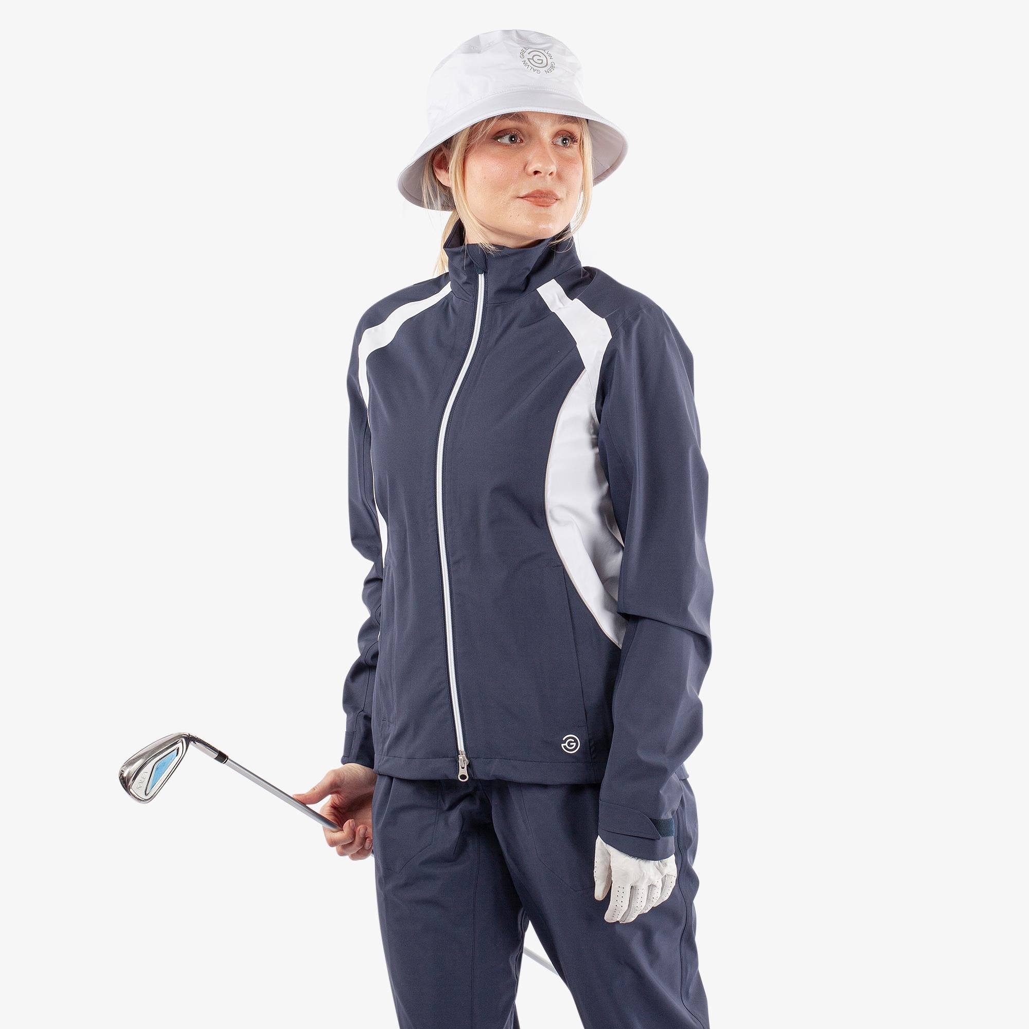 Galvin Green Amy Dryvr Pertex Ladies Waterproof Golf Jacket Navy/White