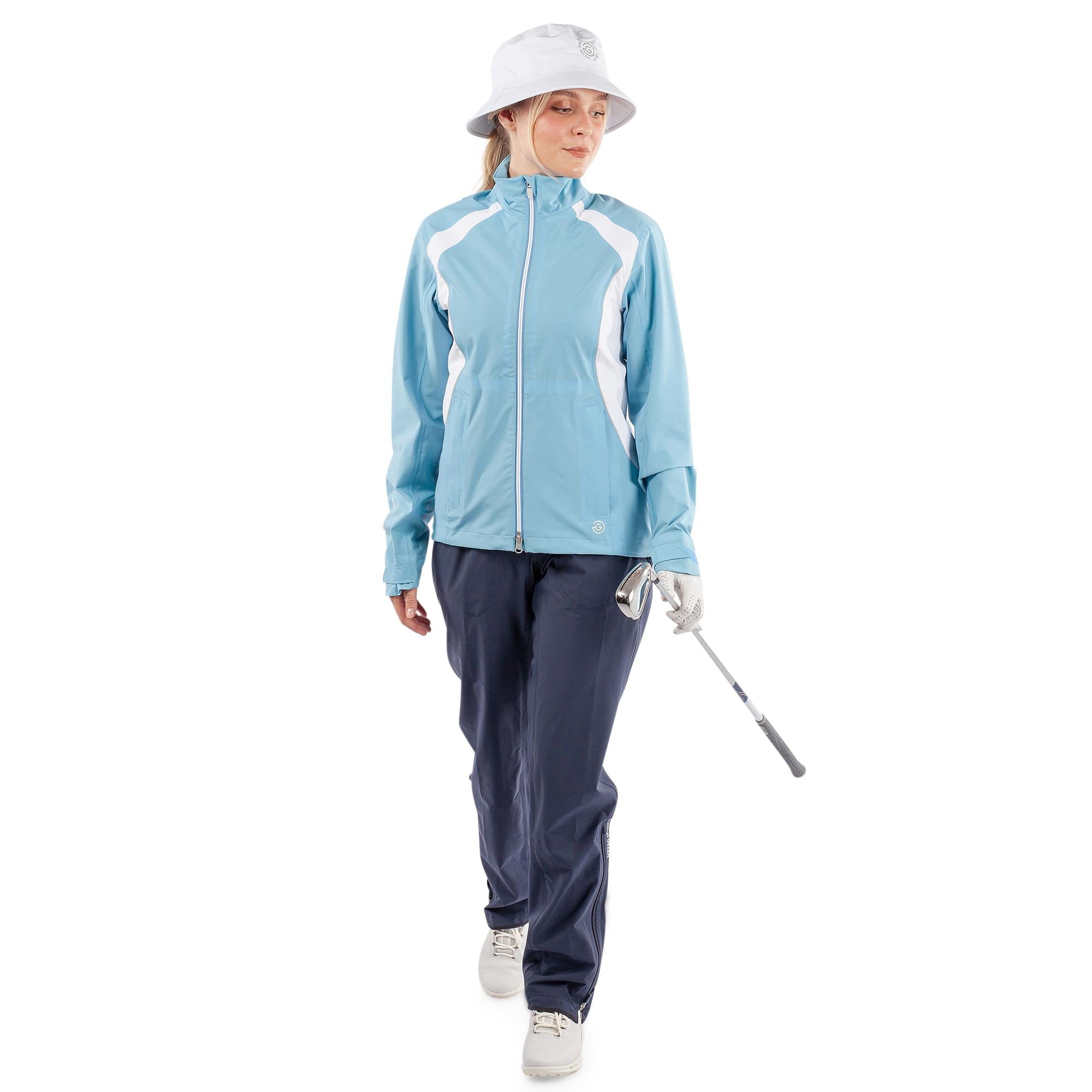 Galvin Green Amy Dryvr Pertex Ladies Waterproof Golf Jacket Alaskan Blue/White