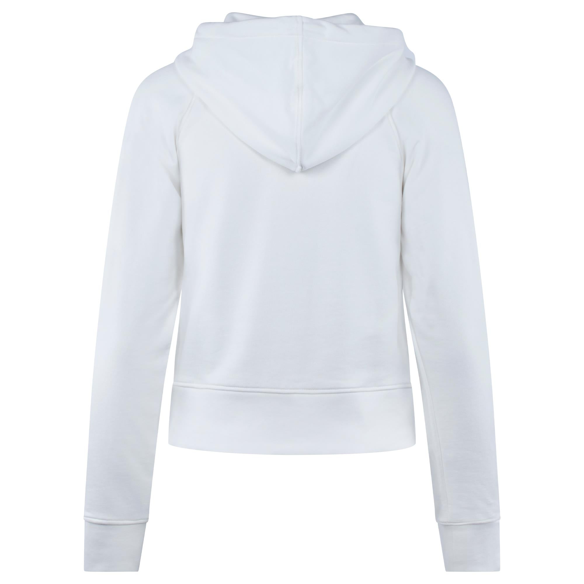 Ladies Lacoste Cotton Blend Full Zip Hooded Sweatshirt White
