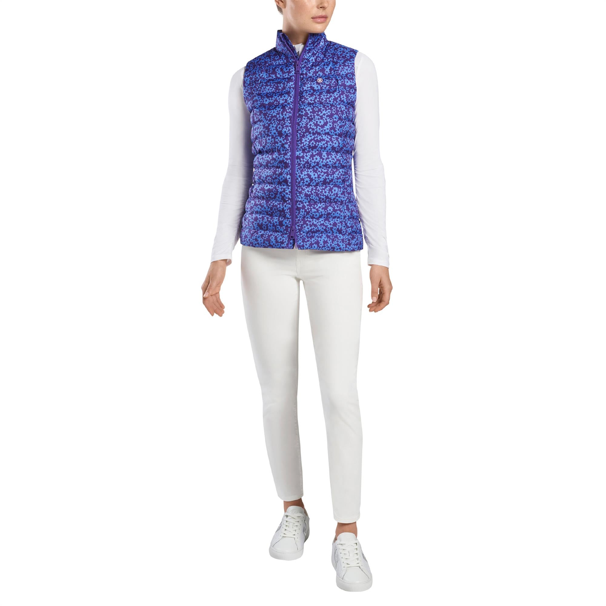 Ladies G/FORE Floral Printed Puffer Vest Violet