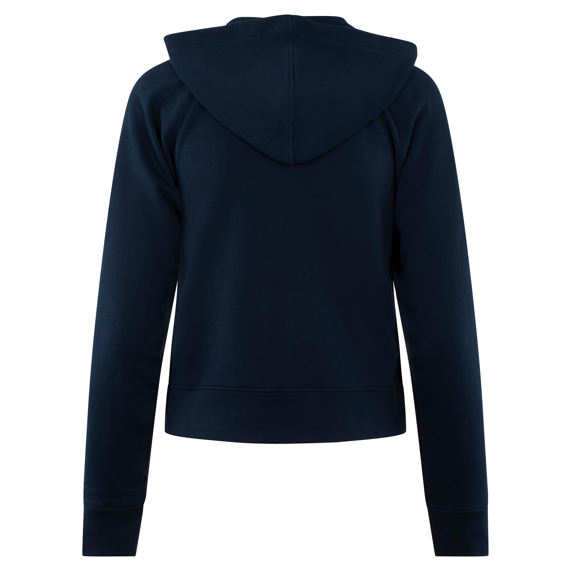 Ladies Lacoste Cotton Blend Full Zip Hooded Sweatshirt Navy