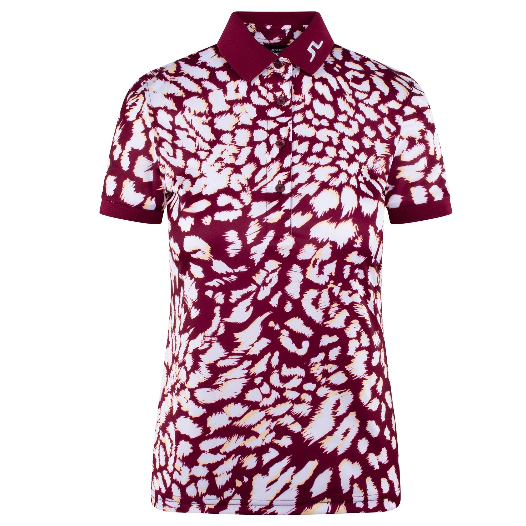J Lindeberg Tour Tech Print Ladies Golf Polo Shirt Glitch Leo Lime