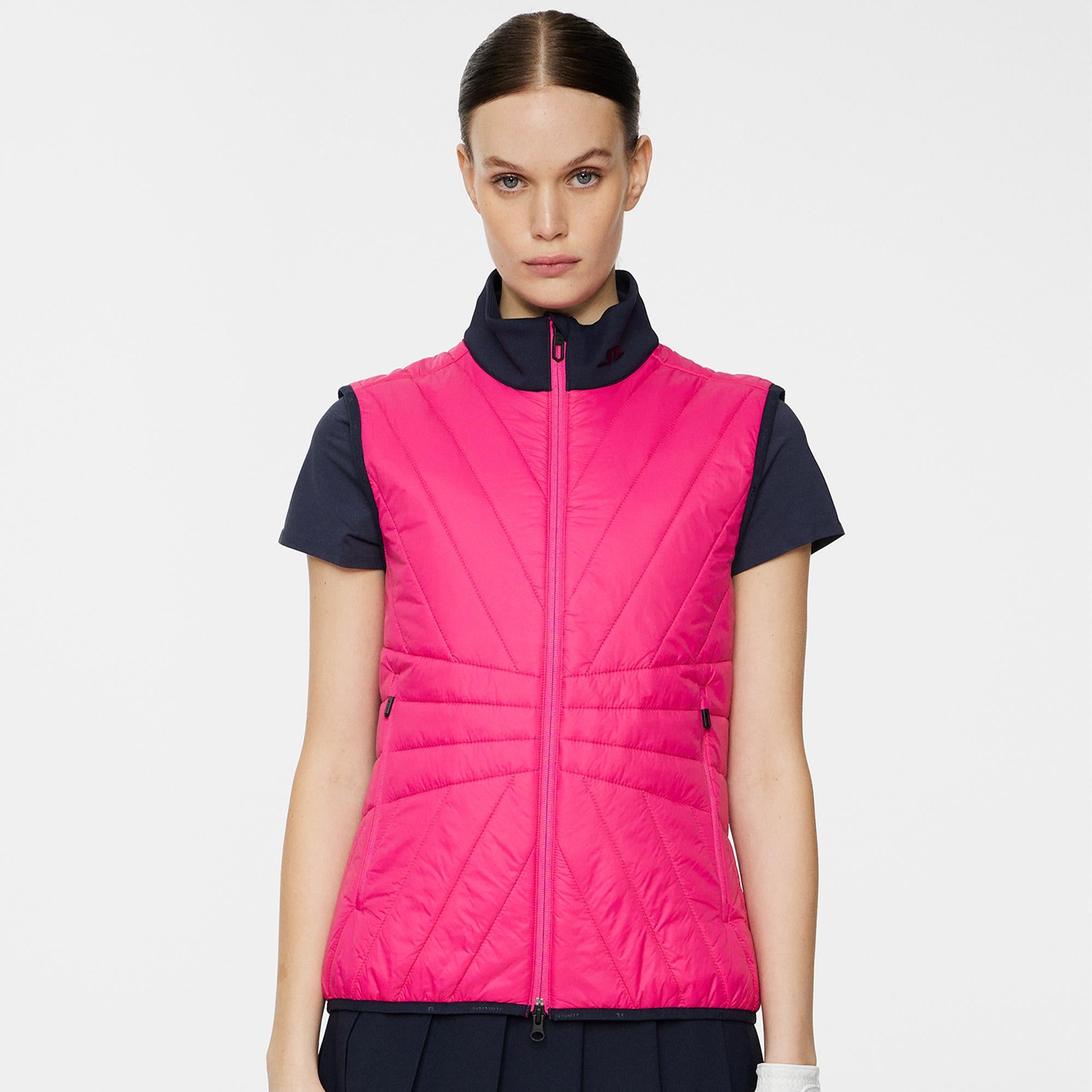 J Lindeberg Holma Quilt Hybrid Ladies Golf Vest Pink Peacock