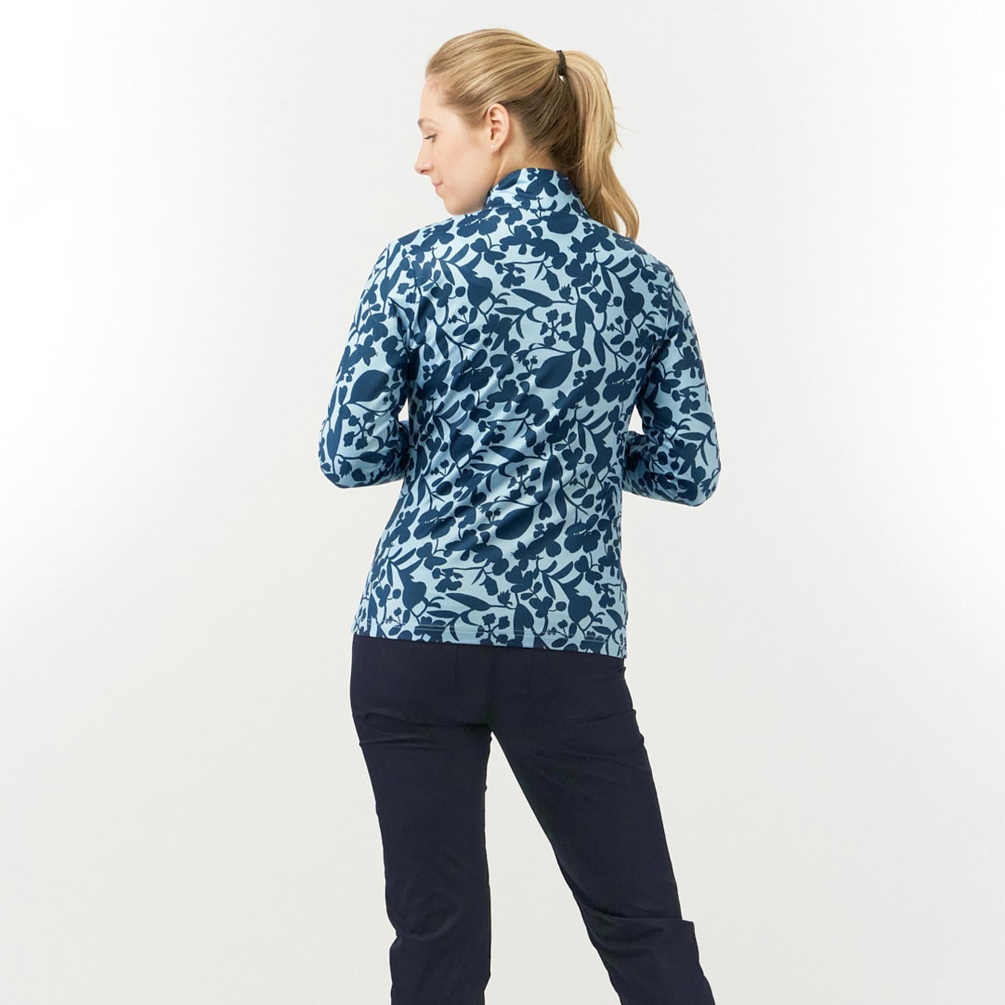 Pure Golf Auttie Winterweight Ladies Golf Mid Layer Midnight Rose Navy