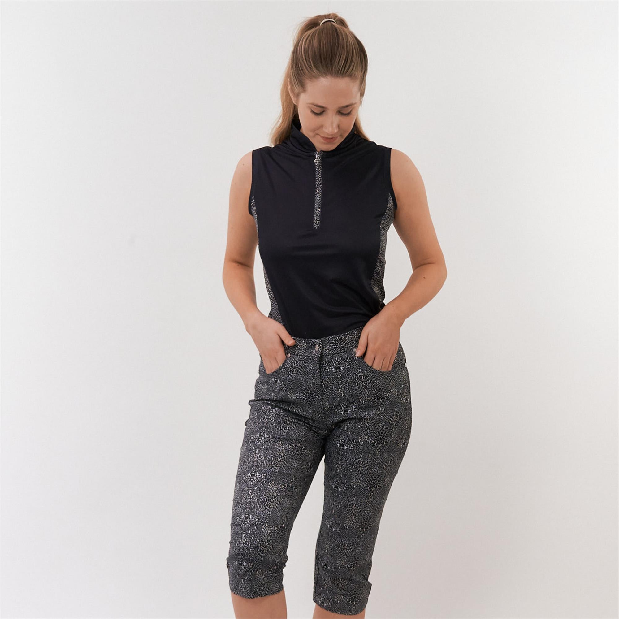 Pure Golf Elise Sleeveless Polo Shirt Black